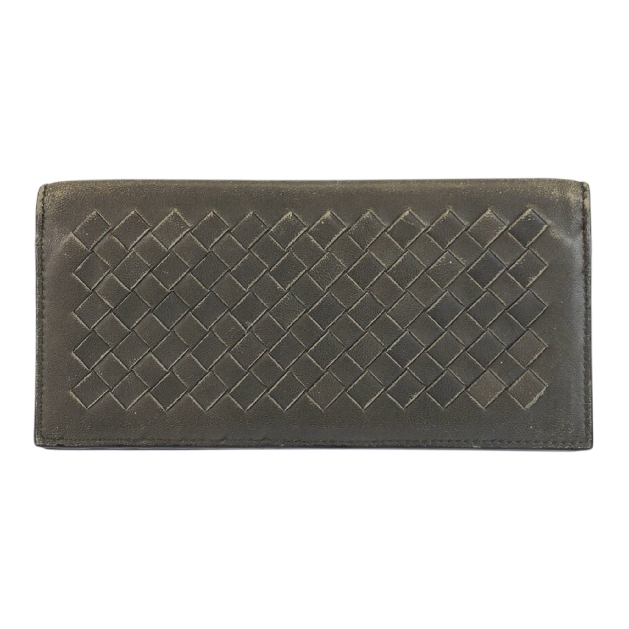 Bottega Veneta Gray Intrecciato Long Wallet (Bi-Fold) (Pre-Owned)