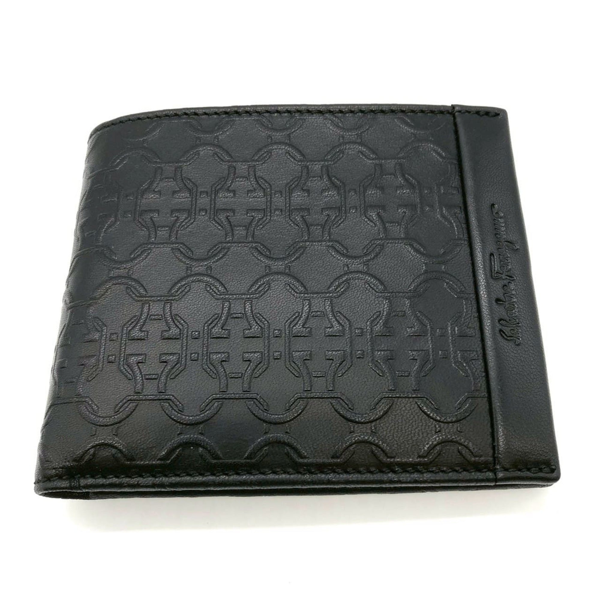 Salvatore Ferragamo Black Leather Wallet (Bi-Fold) (Pre-Owned)