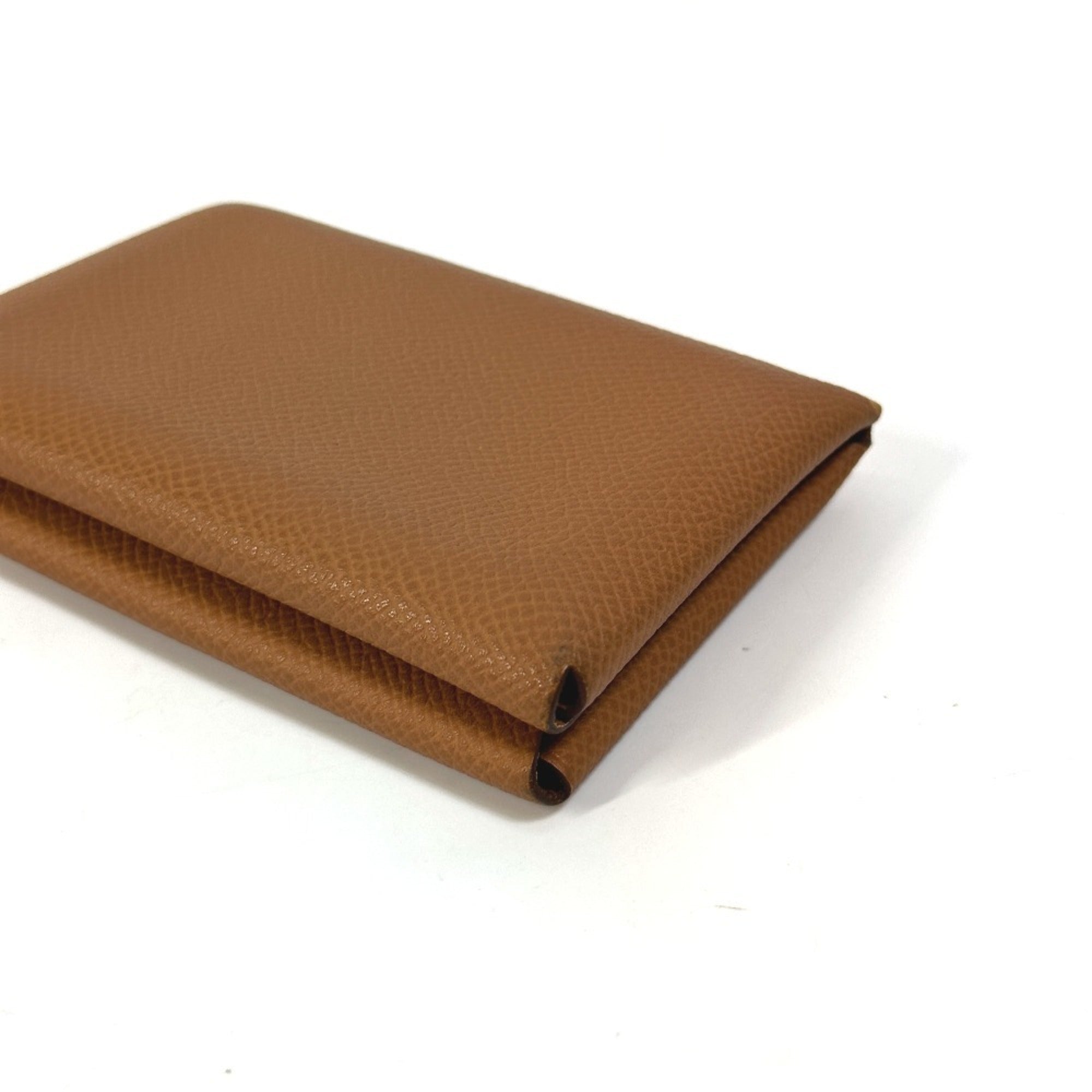 Hermes Brown Gold Brown Epsom Leather Coin Purse/Coin Case (Pre-Owned)