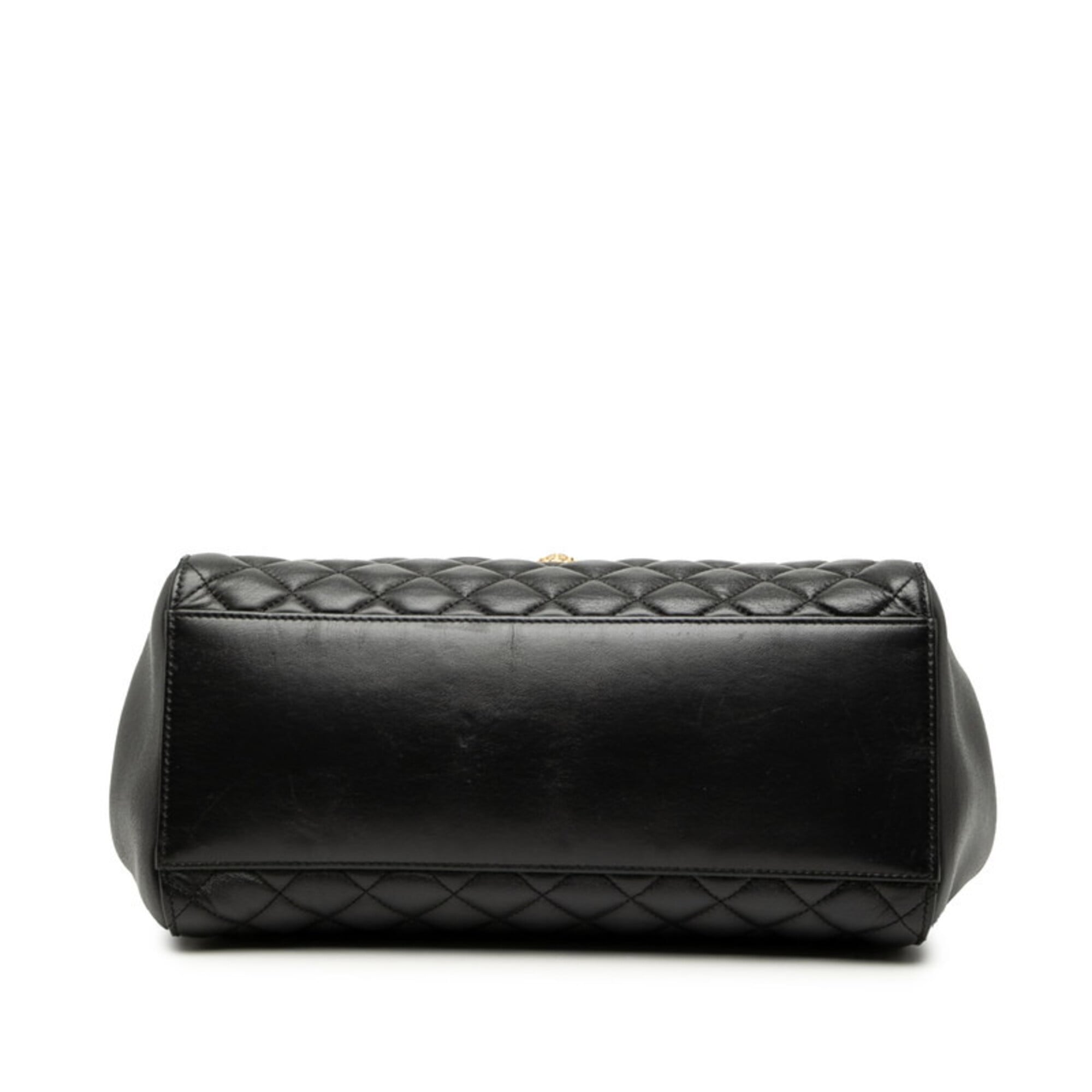 Versace Black Leather Pouch Tote Bag (Pre-Owned)