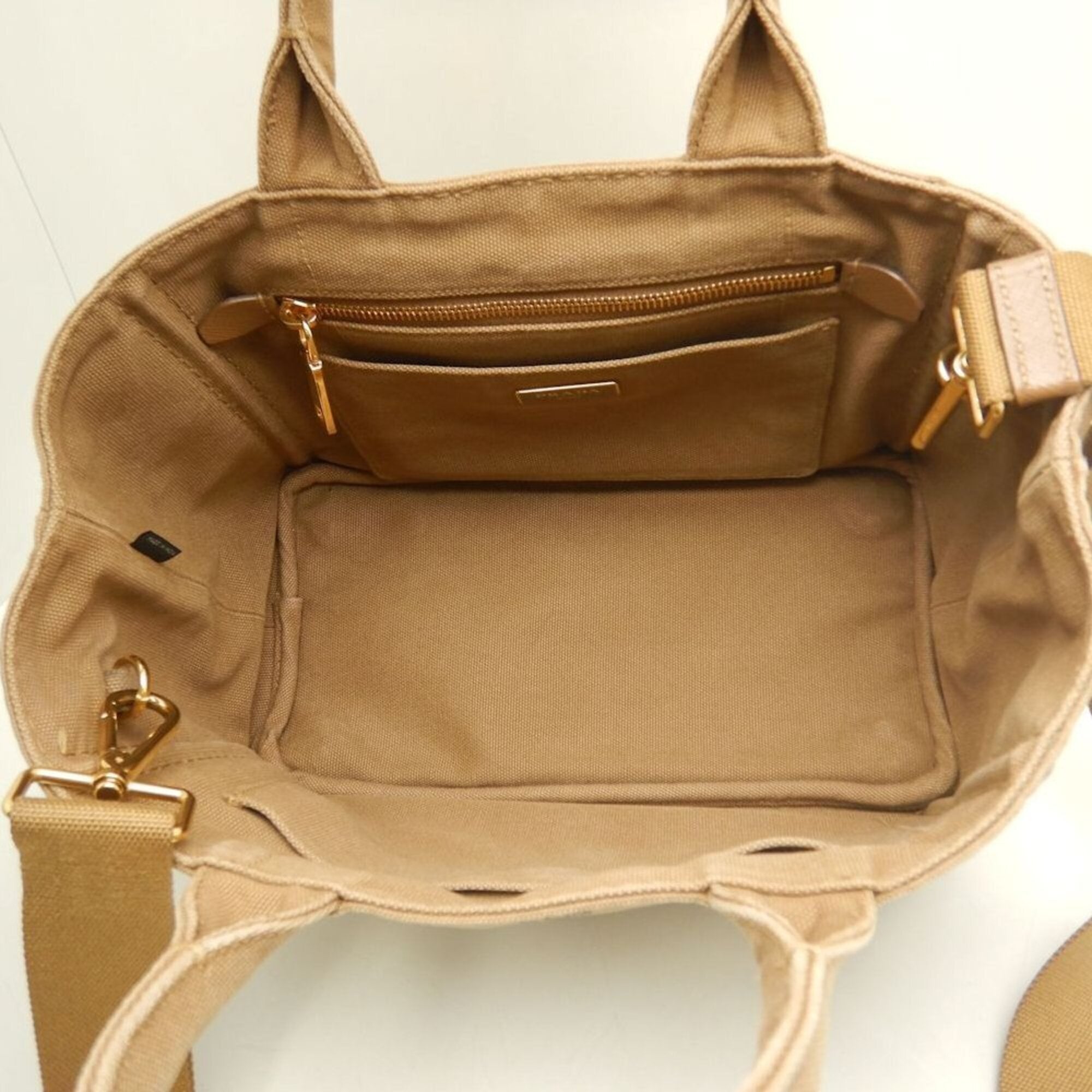 Prada Canapa Gold Canvas Tote Bag (Pre-Owned)