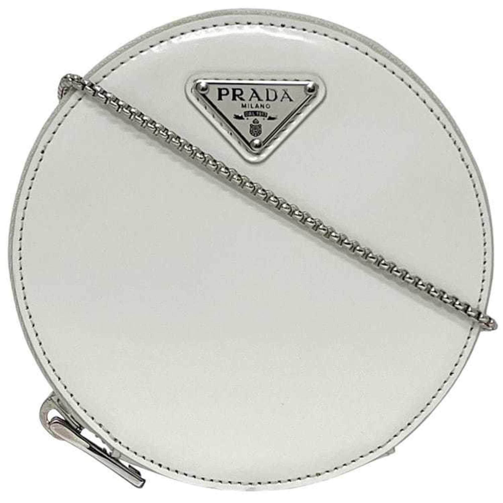 Prada White Leather Pochette Shoulder Bag (Pre-Owned)