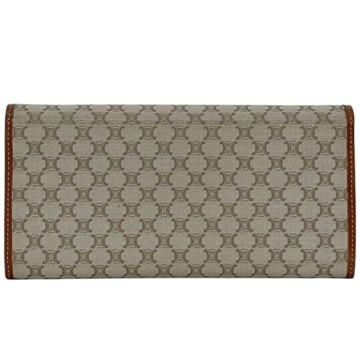 Celine Beige Brown Nylon Leather Long Wallet (Bi-Fold) (Pre-Owned)
