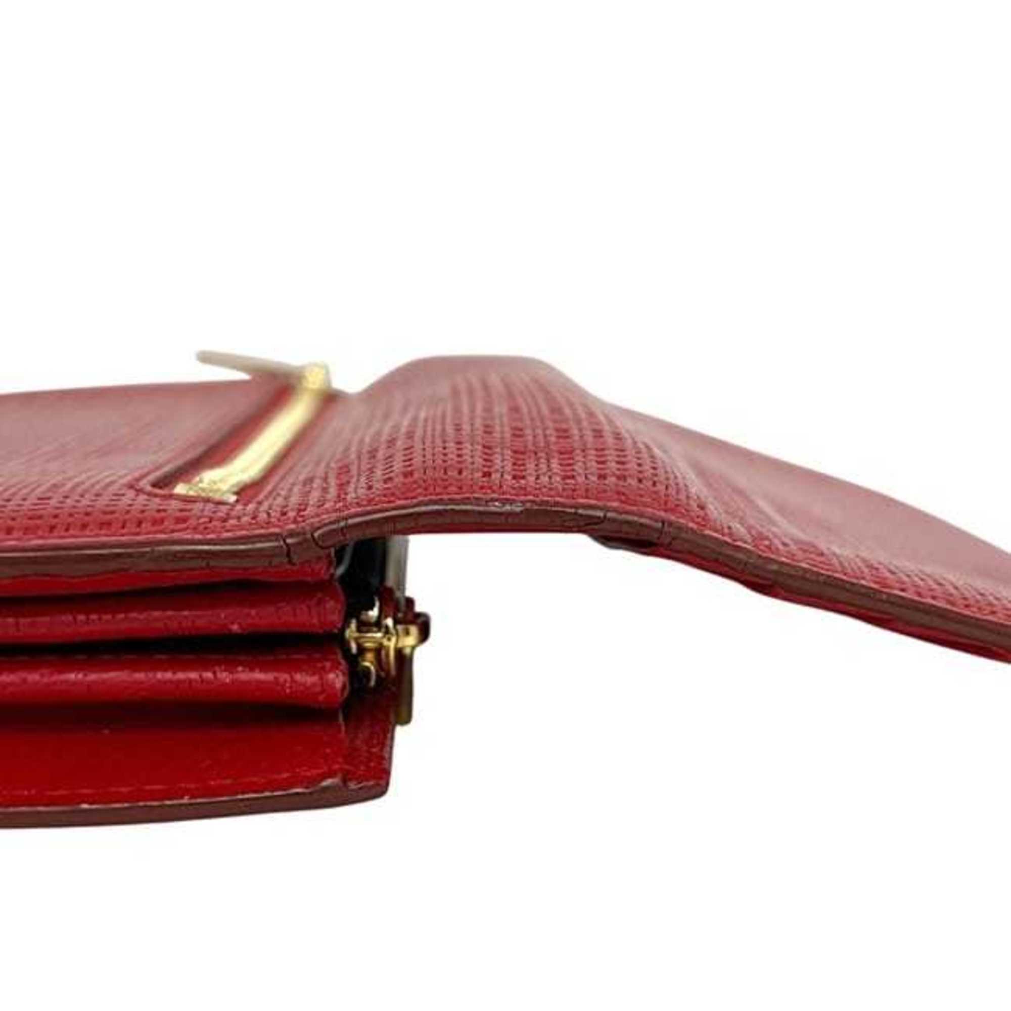 Loewe Red Color Leather Long Wallet (Bi-Fold) (Pre-Owned)