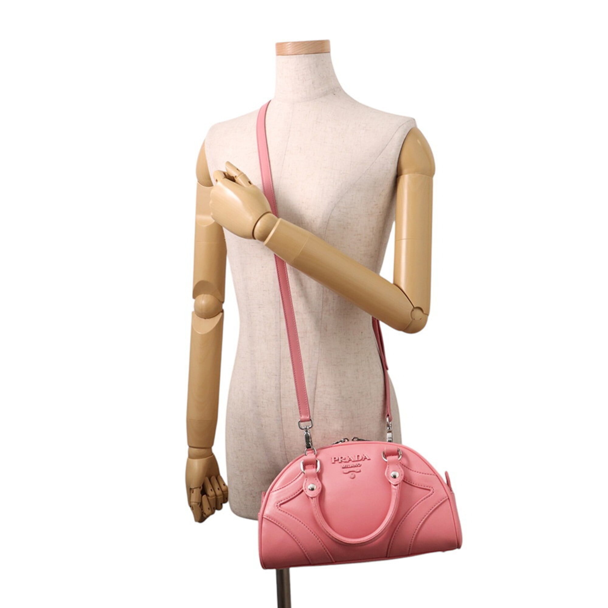 Prada Pink Leather Handbag Shoulder Bag (Pre-Owned)