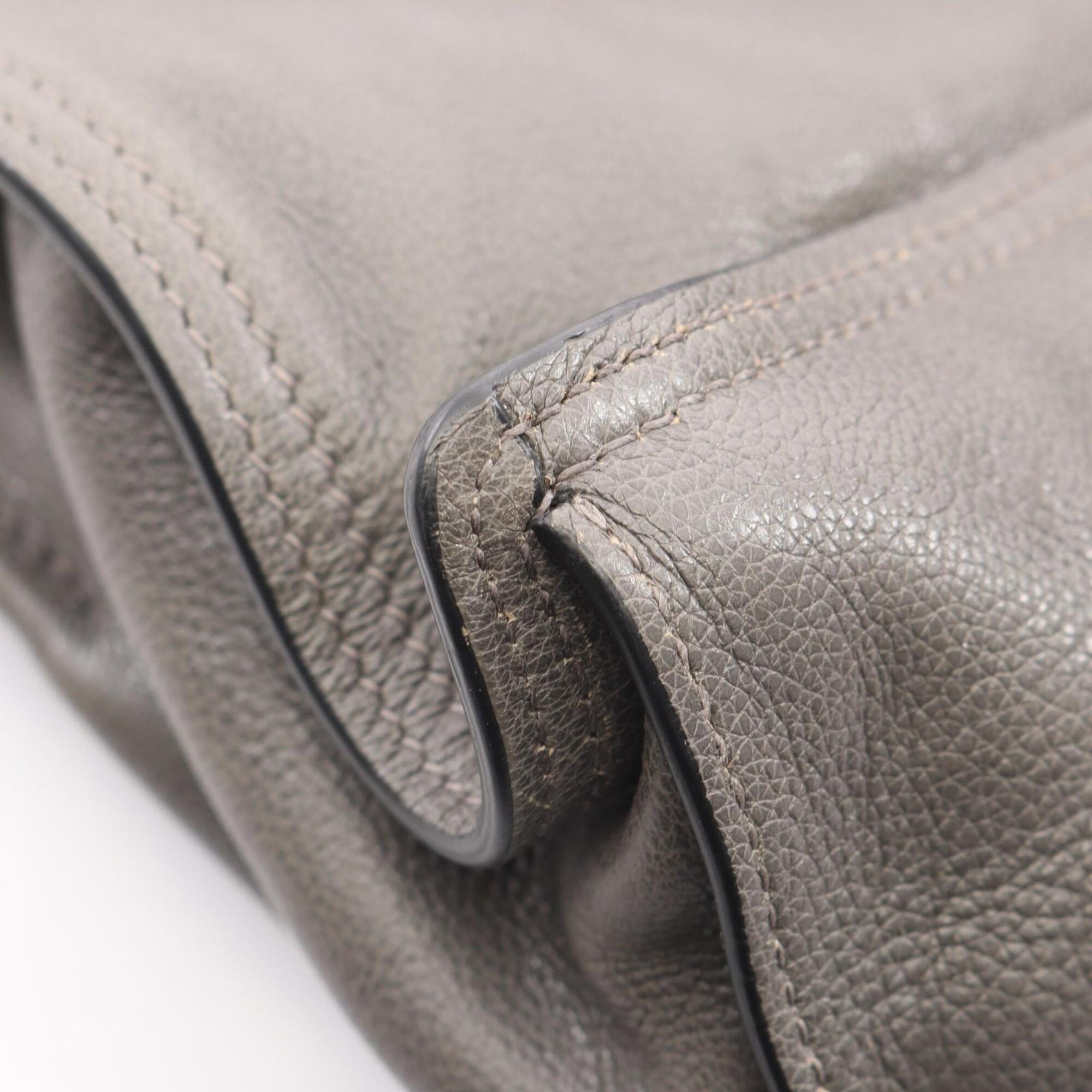 Prada Gray Leather Handbag Tote Bag (Pre-Owned)