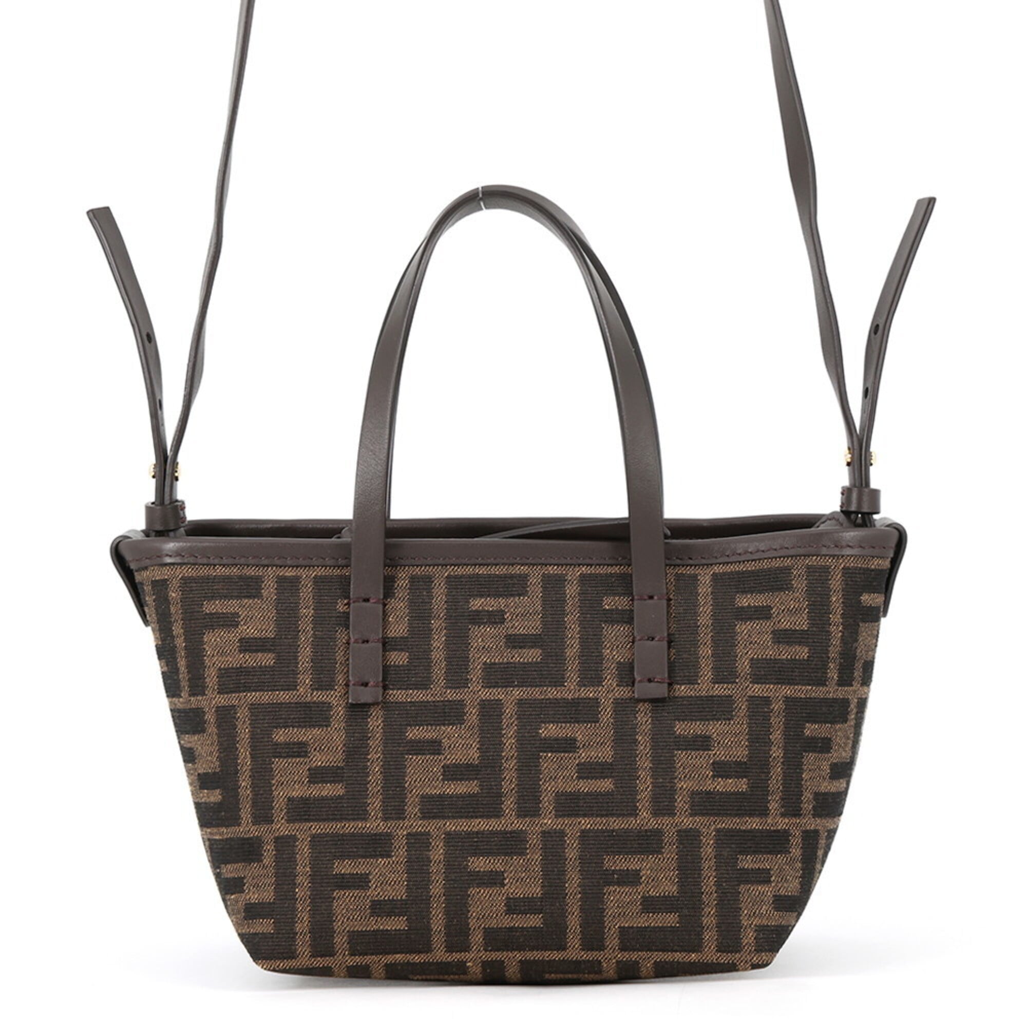 Fendi Brown Canvas Leather Handbag Shoulder Bag (Pre-Owned)
