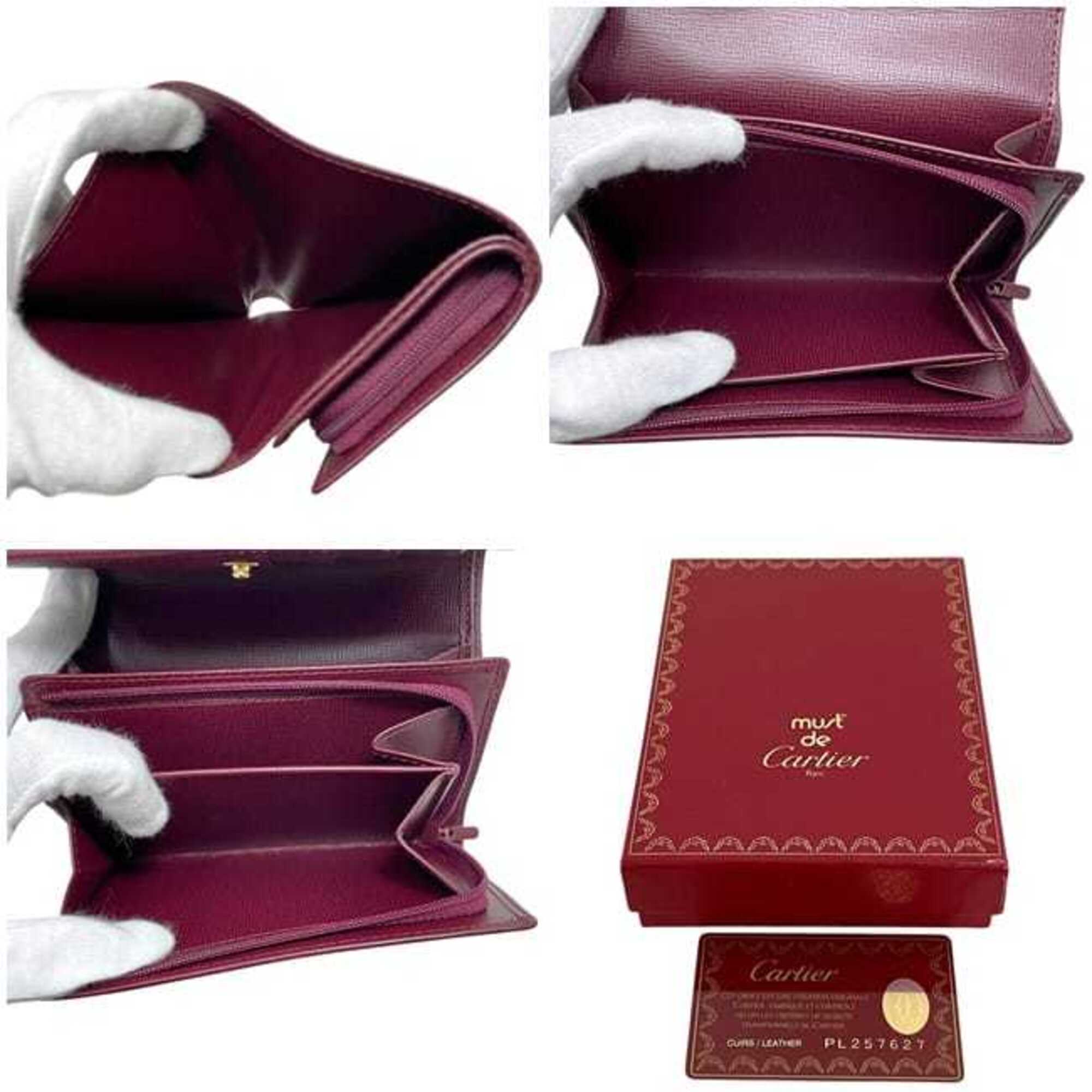 Cartier Bordeaux Wine Red Leather Wallet (Bi-Fold) (Pre-Owned)