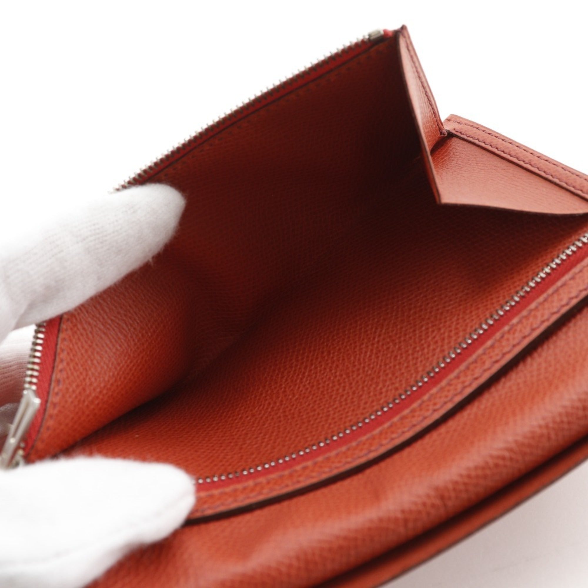 Hermes Orange Epsom Leather Long Wallet (Bi-Fold) (Pre-Owned)