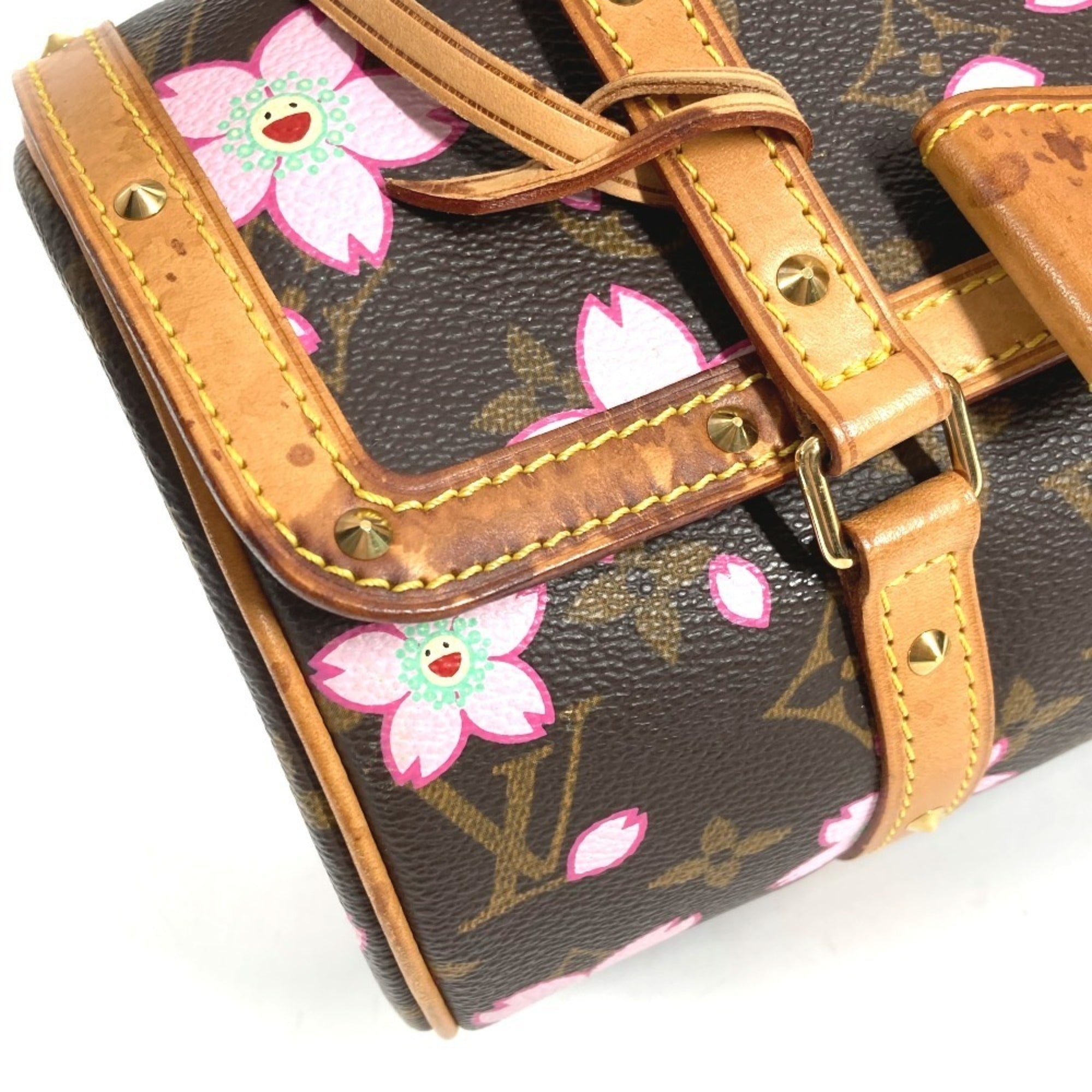 Louis Vuitton Brown Pink Monogram Cherry Blossom Handbag Shoulder Bag Tote Bag (Pre-Owned)