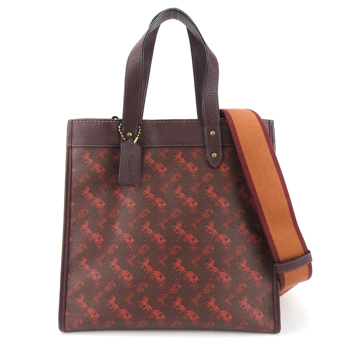 Coach Bordeaux Brown Red Color Coated Canvas Leather Canvas Tote Bag (Pre-Owned)
