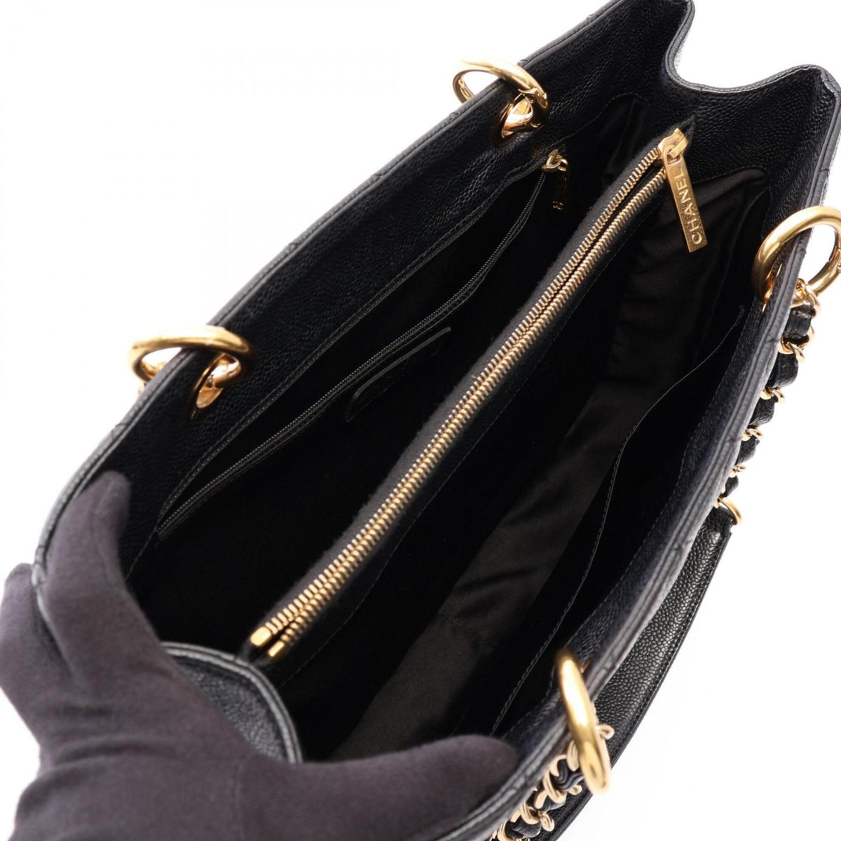 Chanel Black Grained Calfskin Handbag Tote Bag (Pre-Owned)