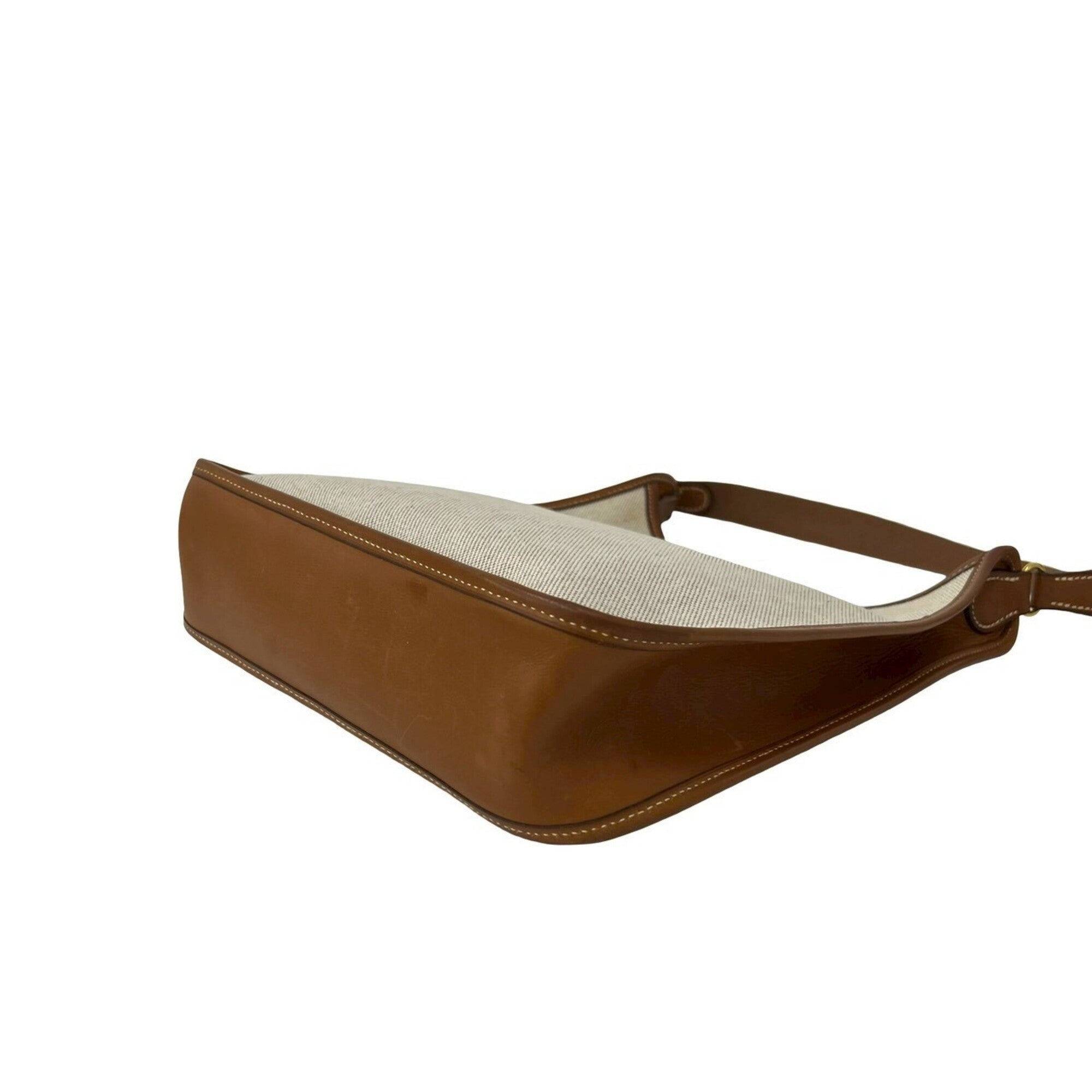 Hermes Beige Brown Toile H Buffalo Leather Shoulder Bag (Pre-Owned)