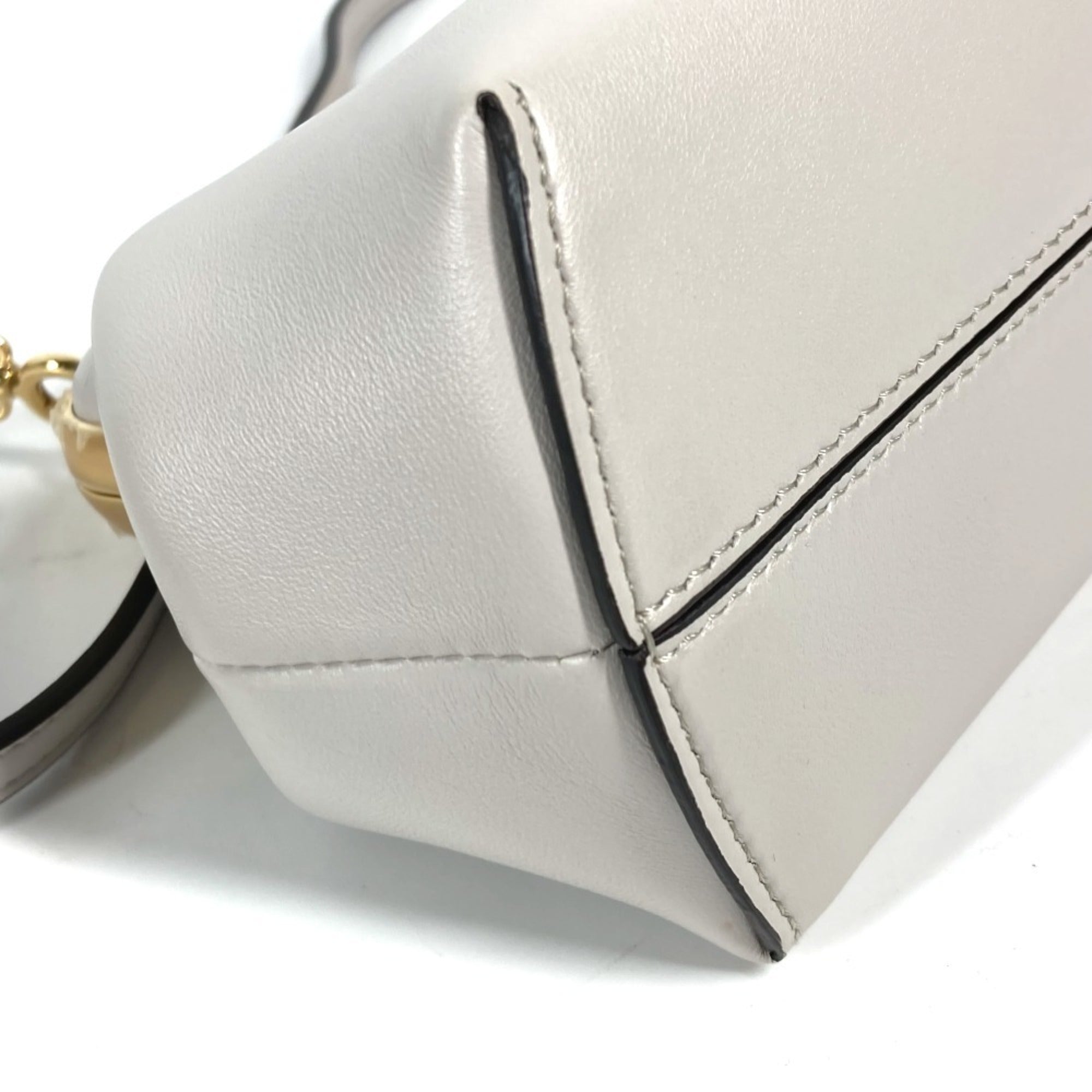 Fendi Gray White Leather Clutch Bag Pochette Shoulder Bag (Pre-Owned)