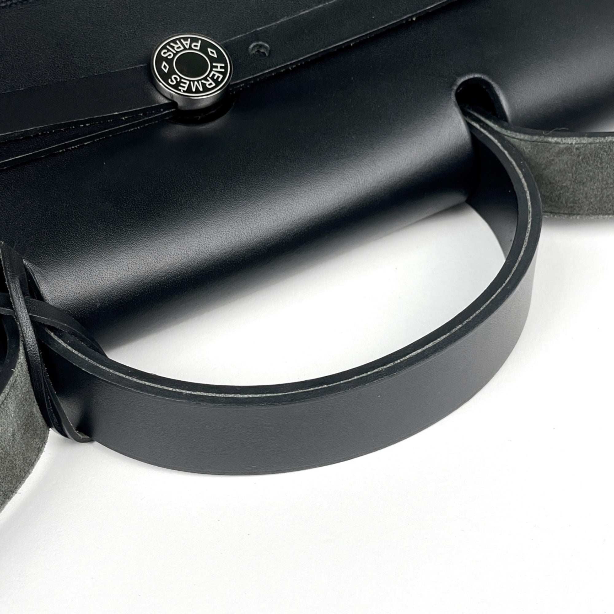 Hermes Black Noir Canvas Handbag (Pre-Owned)