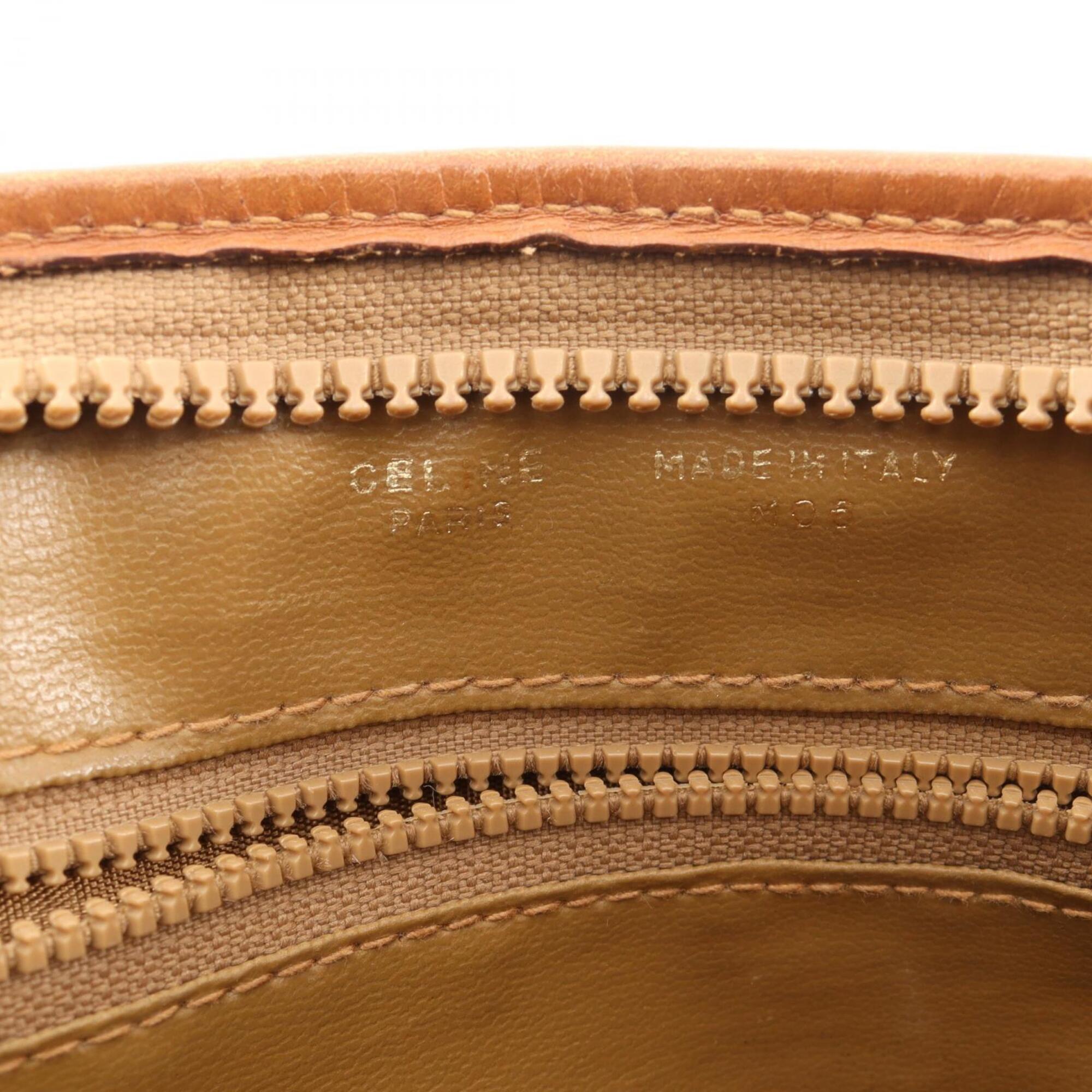 Celine Beige Brown Coated Canvas Leather Clutch Bag Handbag (Pre-Owned)