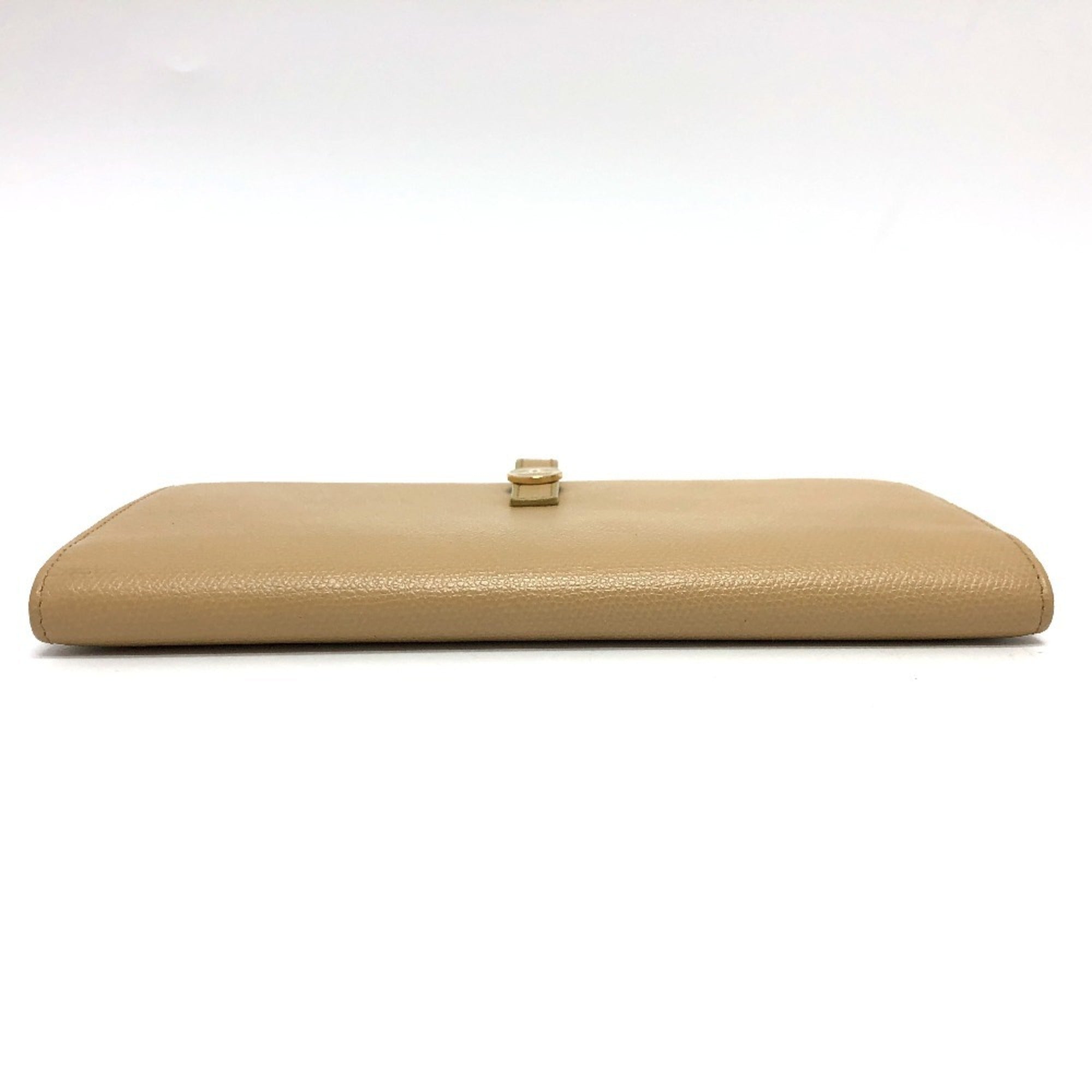 Chanel Beige Leather Long Wallet (Bi-Fold) (Pre-Owned)