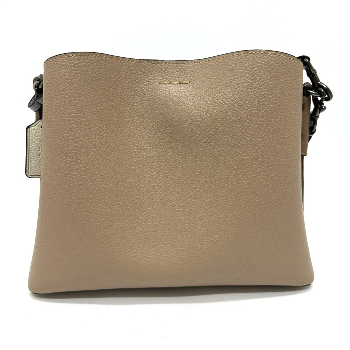 Coach Beige Blue Bordeaux Brown Leather Shoulder Bag (Pre-Owned)
