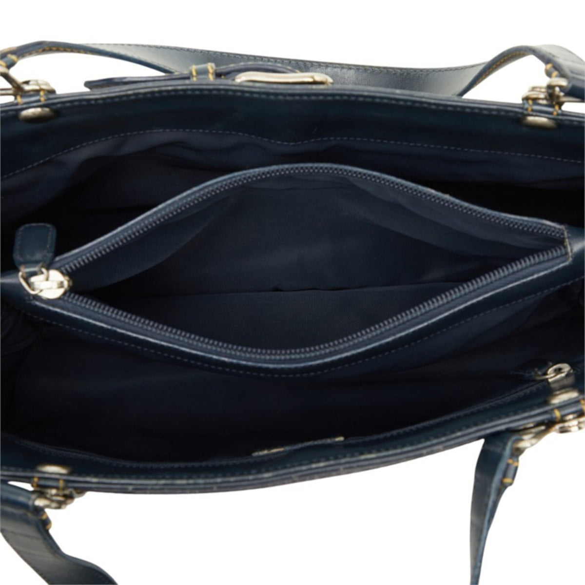 Christian Dior Trotter Navy Leather Jacquard Handbag (Pre-Owned)