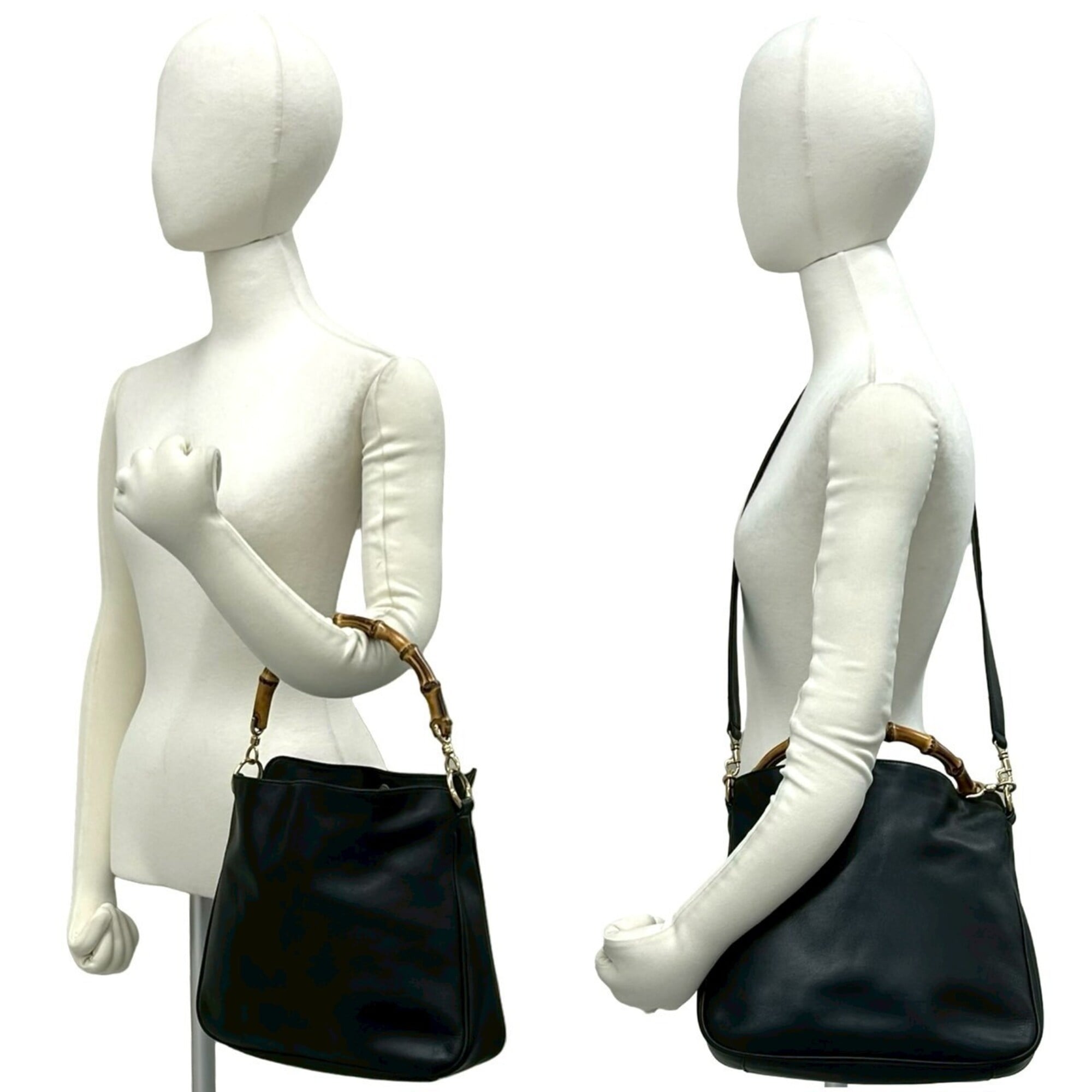 Gucci Black Leather Handbag Shoulder Bag (Pre-Owned)