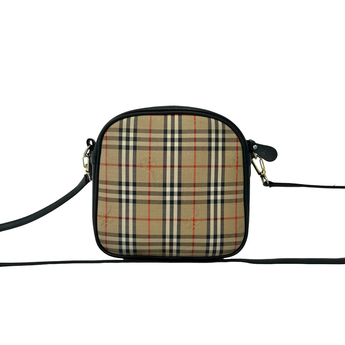 Burberry Beige Black Canvas Leather Shoulder Bag (Pre-Owned)