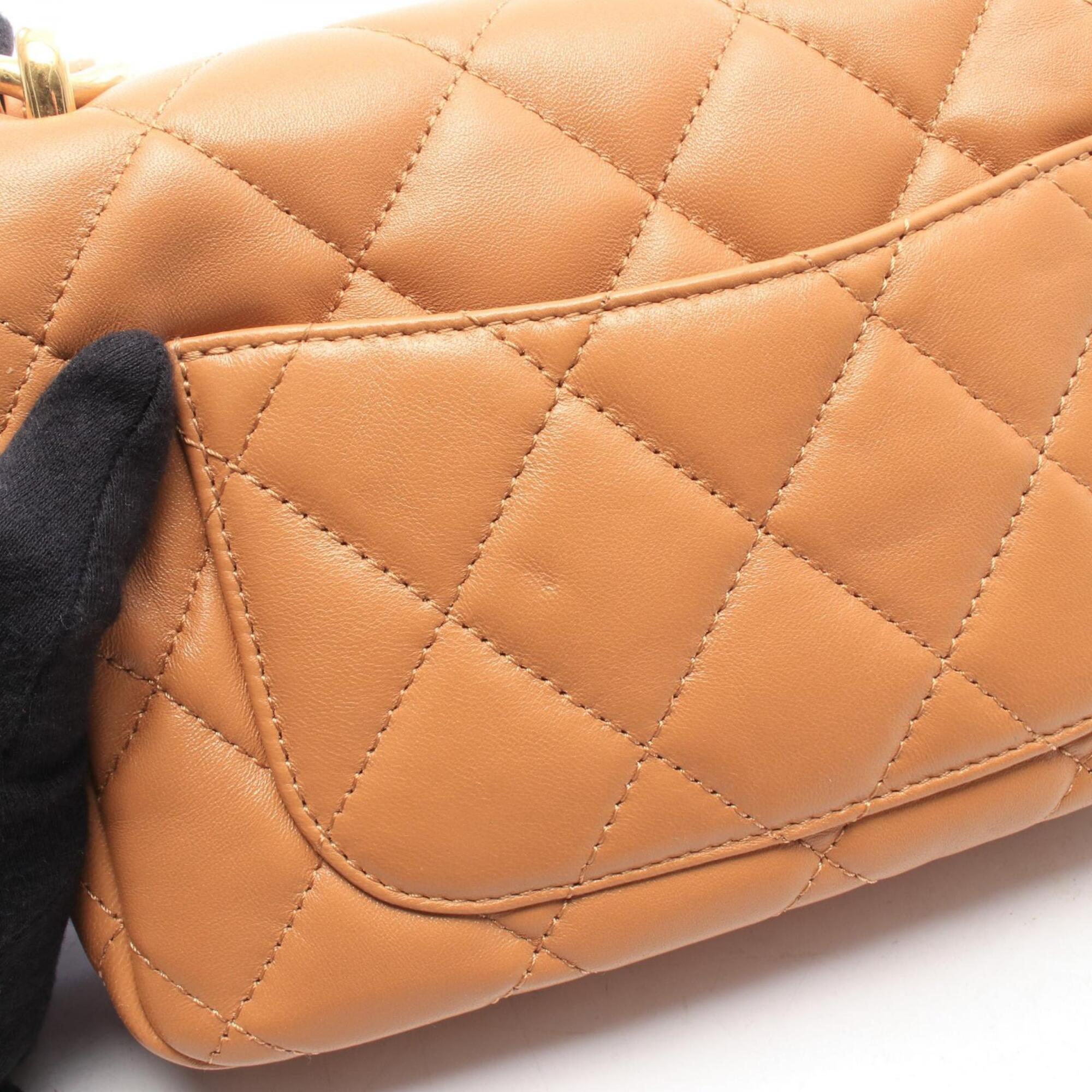 Chanel Brown Leather Handbag Shoulder Bag (Pre-Owned)