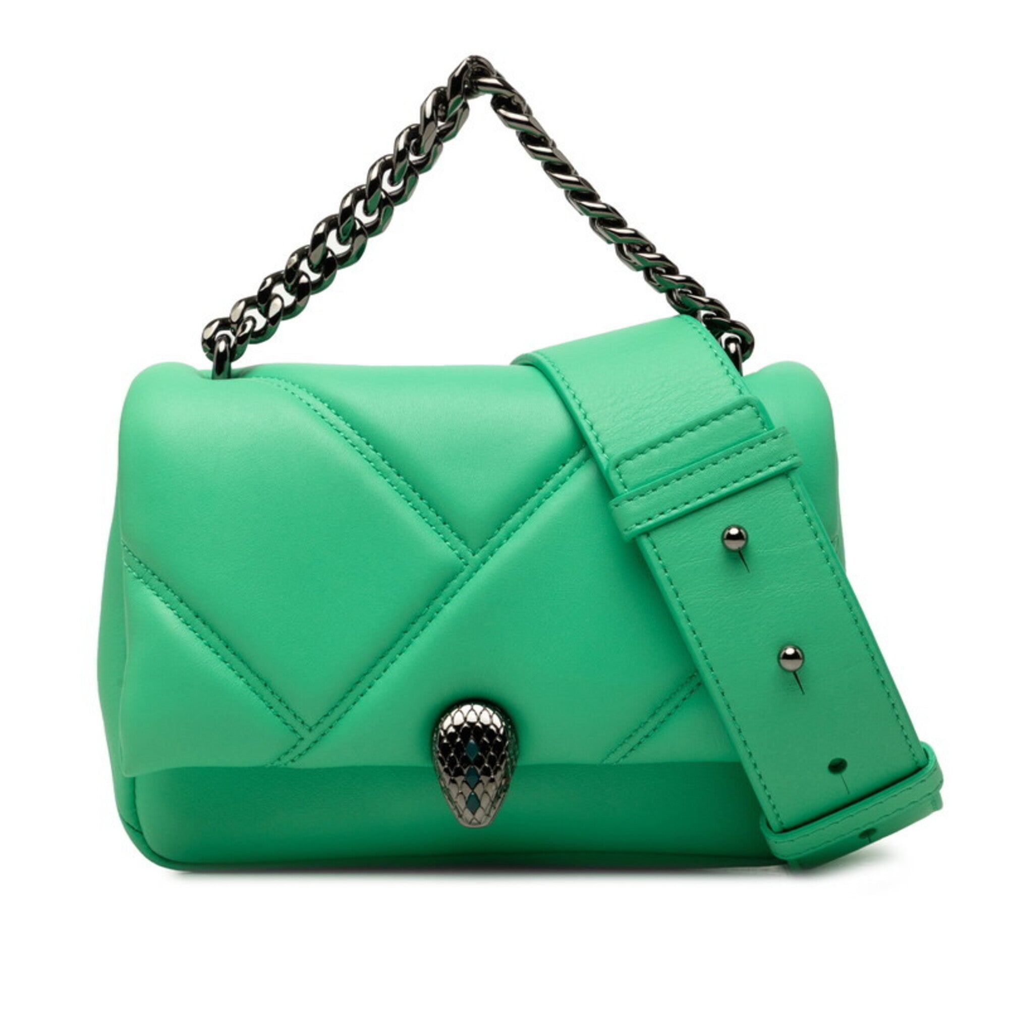 Bvlgari Green Leather Handbag Shoulder Bag (Pre-Owned)