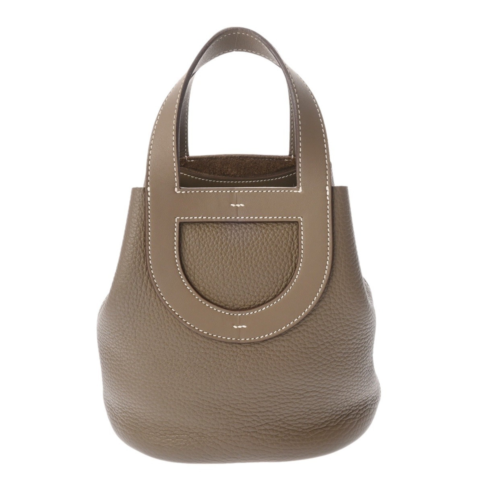 Hermes Etoupe Gray Taurillon Clemence Leather Swift Leather Handbag (Pre-Owned)
