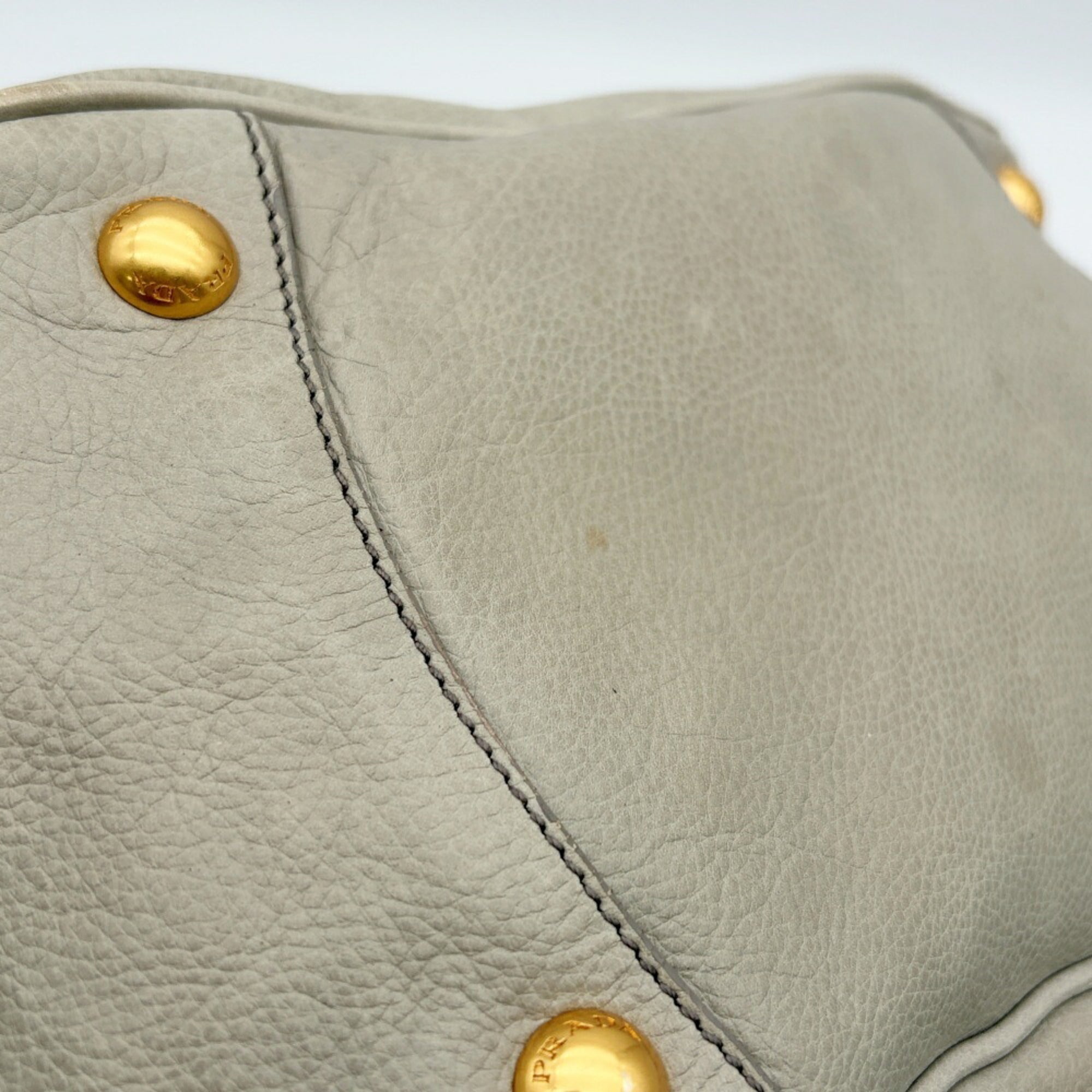 Prada Grayish Leather Handbag Shoulder Bag (Pre-Owned)
