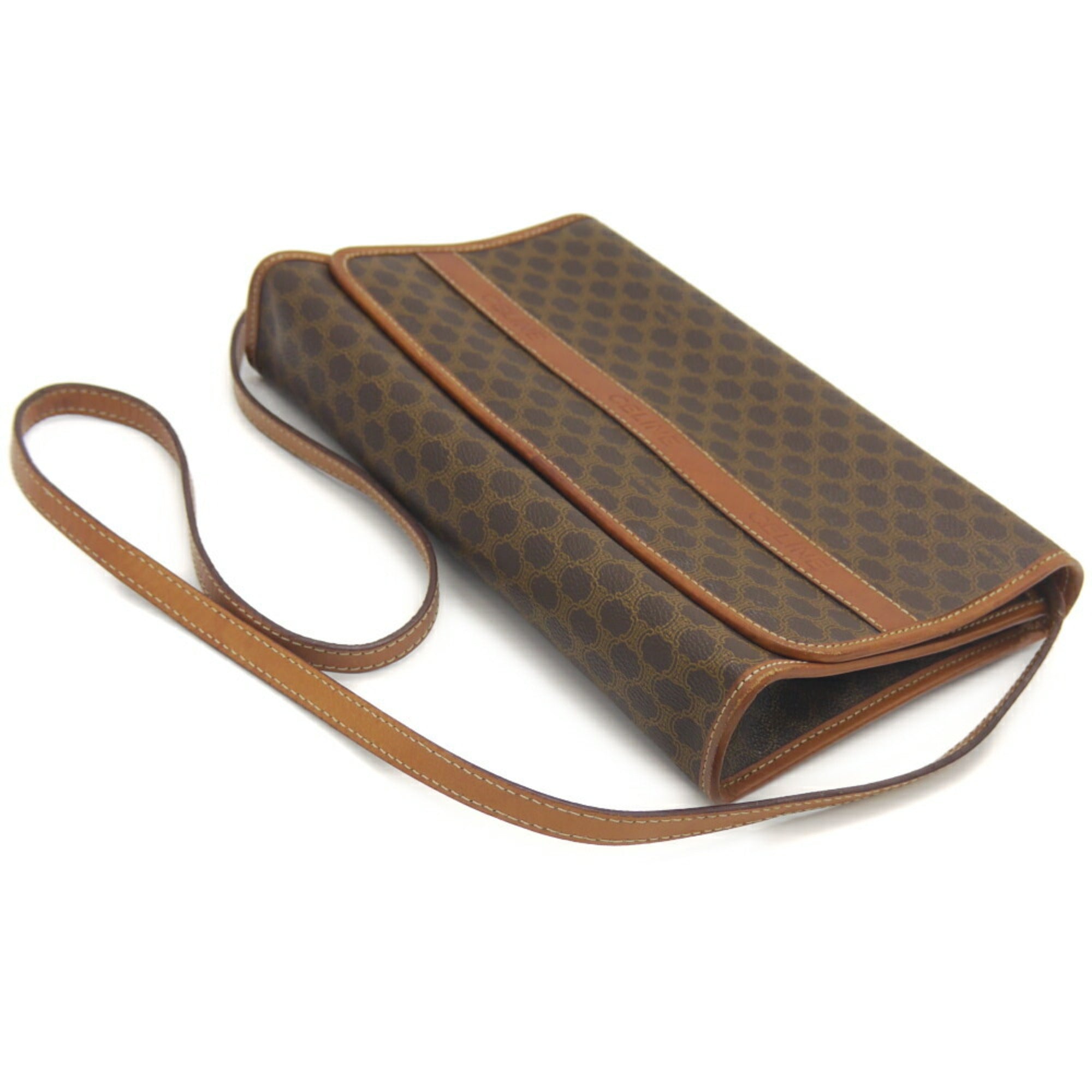 Celine Brown Pvc Leather Clutch Bag Shoulder Bag (Pre-Owned)
