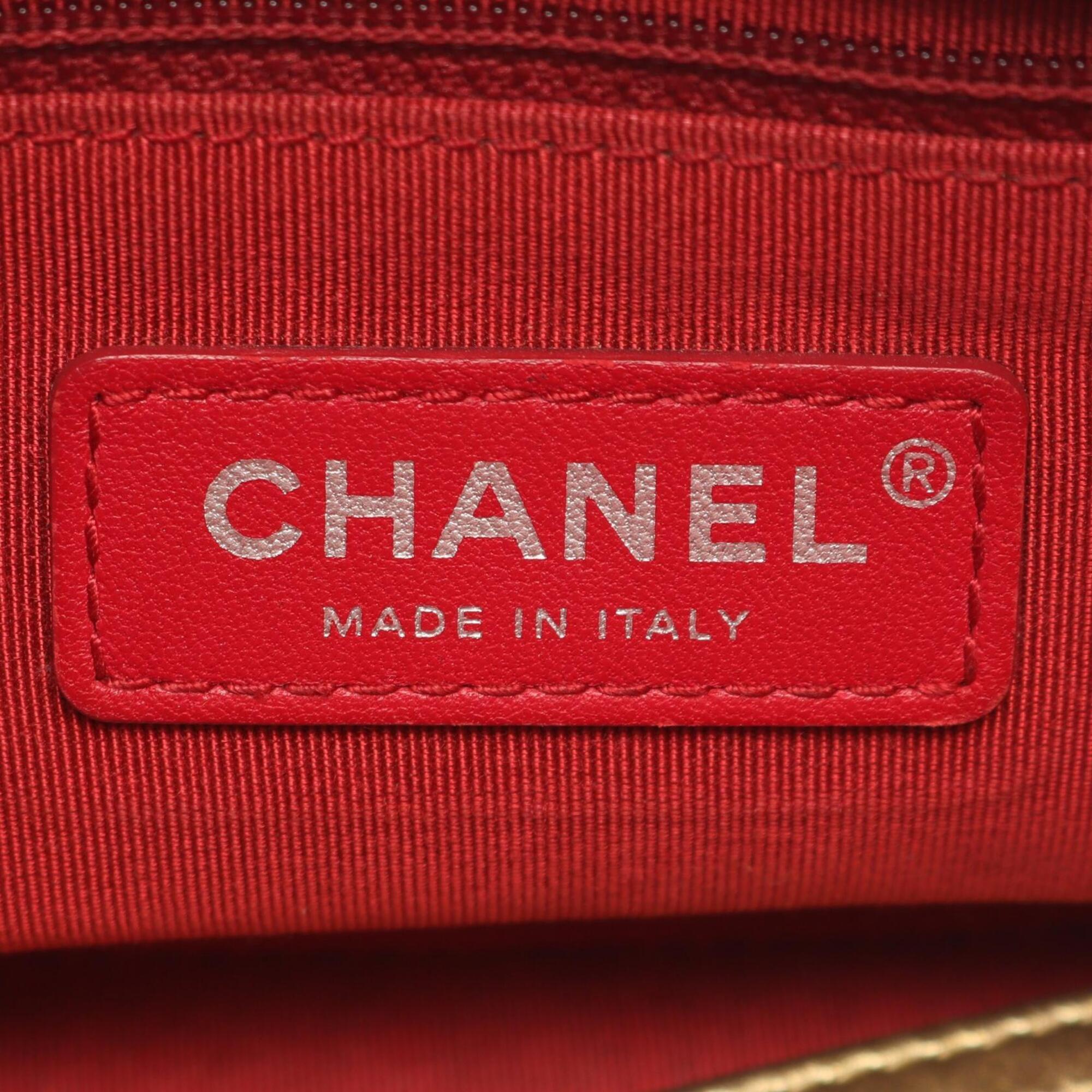 Chanel Gold Leather Handbag Shoulder Bag (Pre-Owned)