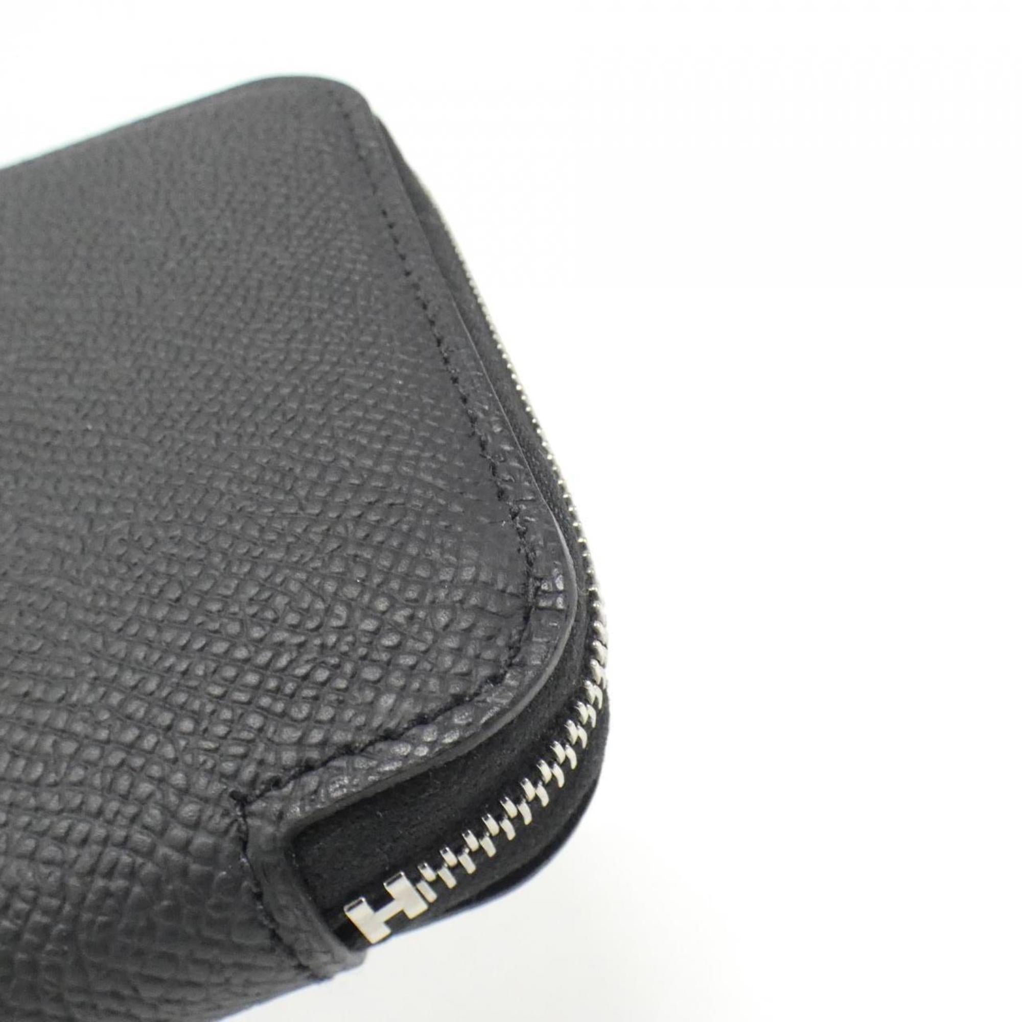 Hermes Black Cassis Epsom Leather Silk Wallet (Bi-Fold) (Pre-Owned)