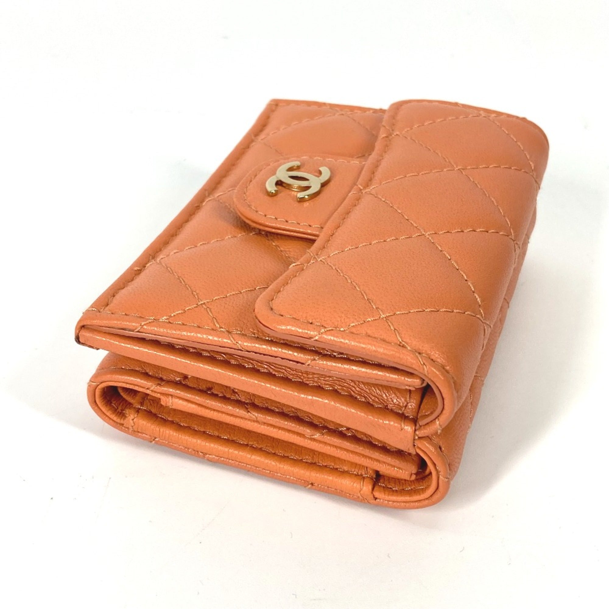 Chanel Orange Leather Wallet (Tri-Fold) (Pre-Owned)