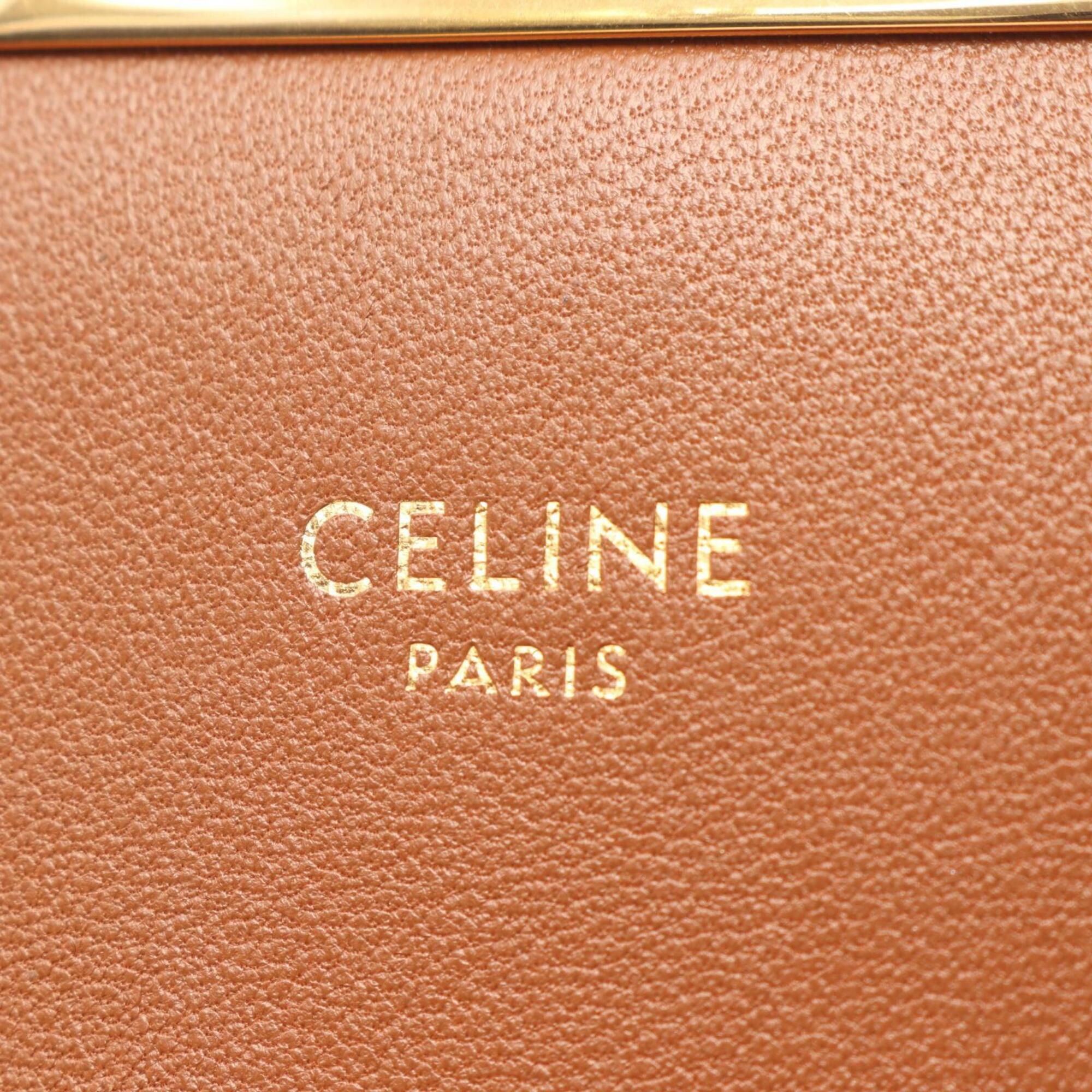 Celine Beige Brown White Pvc Coated Canvas Leather Shoulder Bag (Pre-Owned)