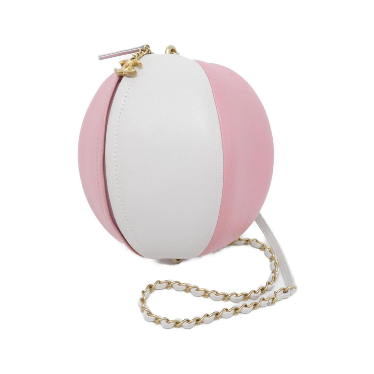 Chanel Pink White Leather Shoulder Bag (Pre-Owned)