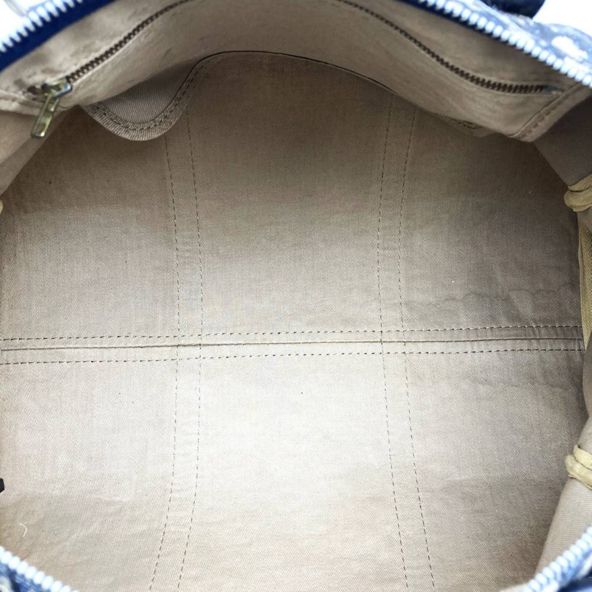 Christian Dior Navy Canvas Leather Boston Bag (Pre-Owned)