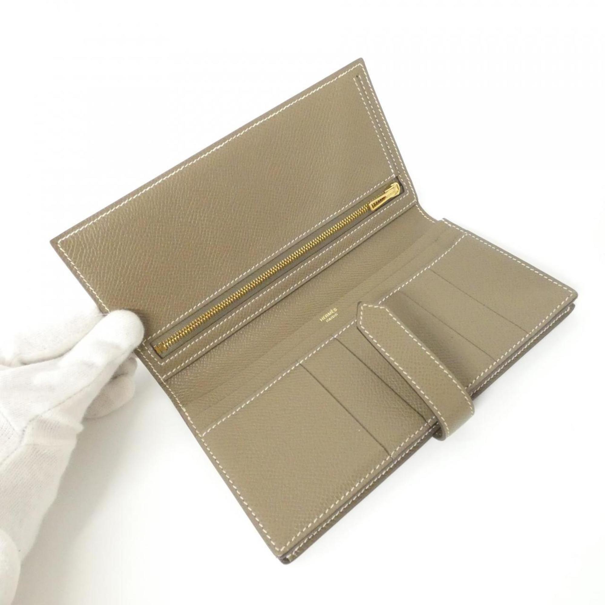 Hermes Etoupe Gray Epsom Leather Middle Wallet (Bi-Fold) (Pre-Owned)
