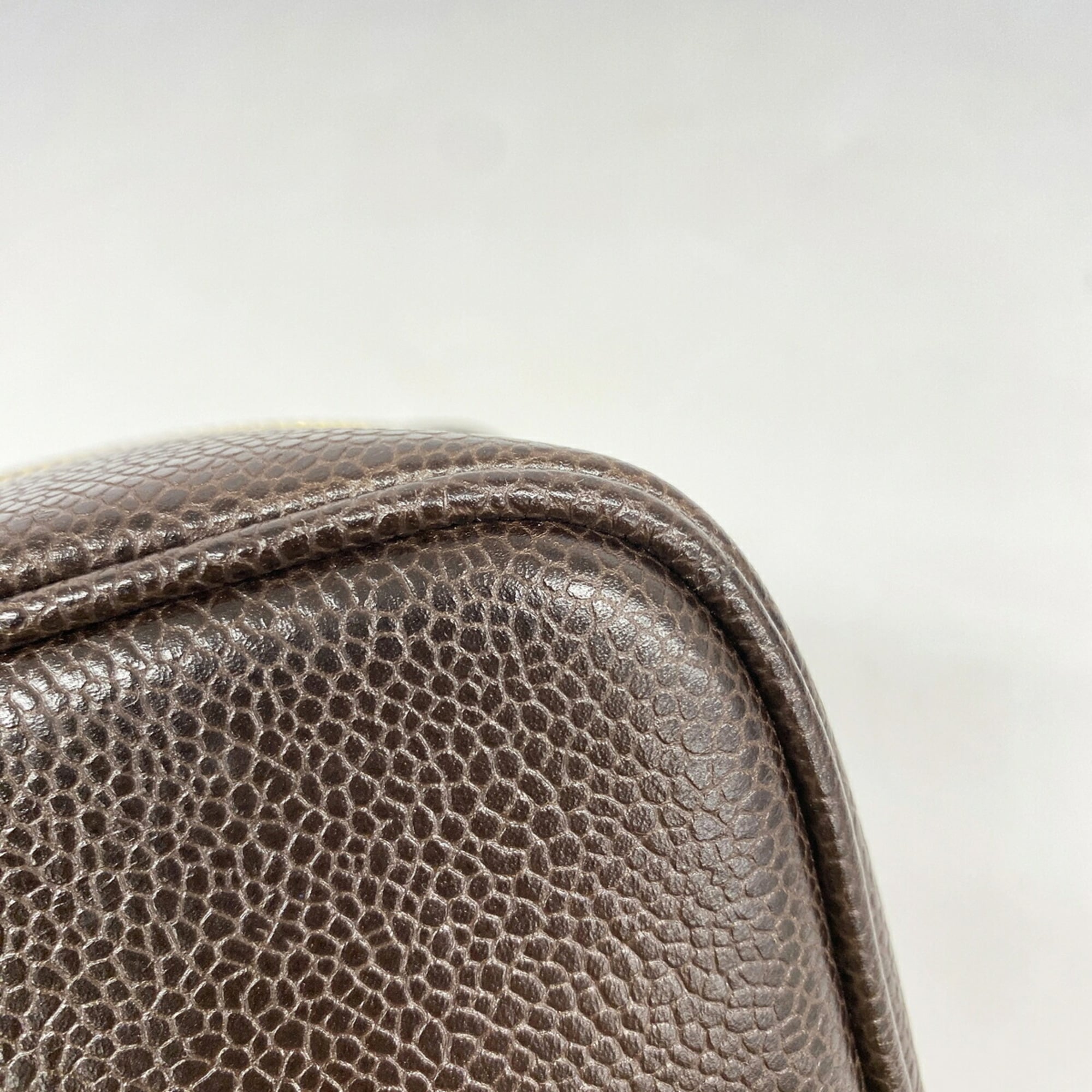 Chanel Dark Brown Grained Calfskin Pouch (Pre-Owned)