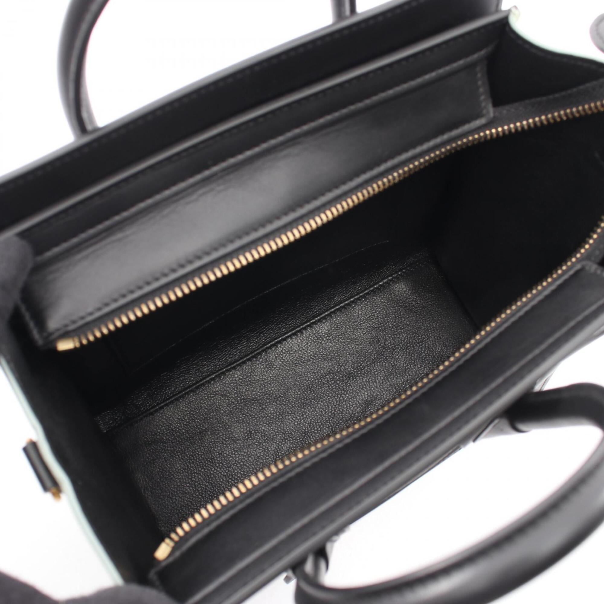 Celine Black Gray Green Leather Handbag (Pre-Owned)