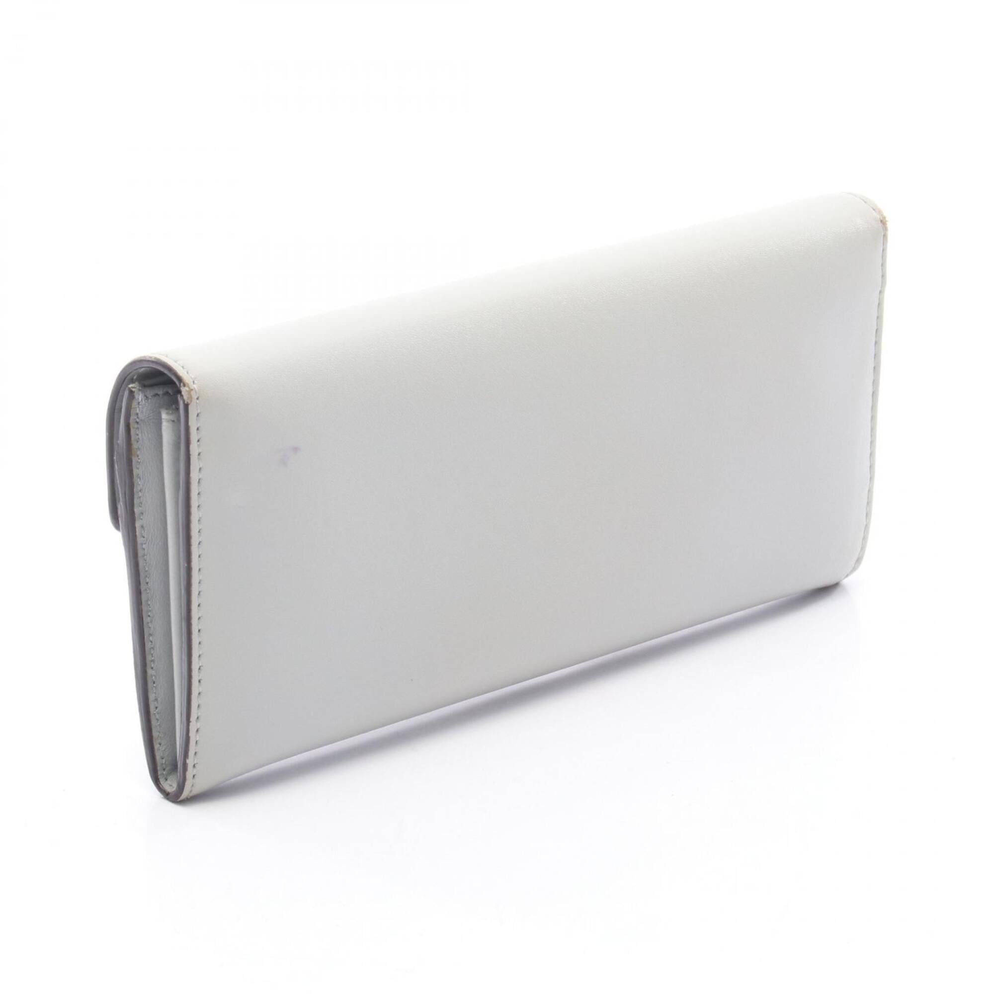 Fendi Gray Leather Long Wallet (Bi-Fold) (Pre-Owned)