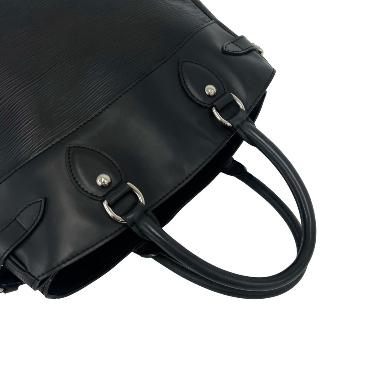 Louis Vuitton Black Leather Boston Bag Handbag Tote Bag (Pre-Owned)