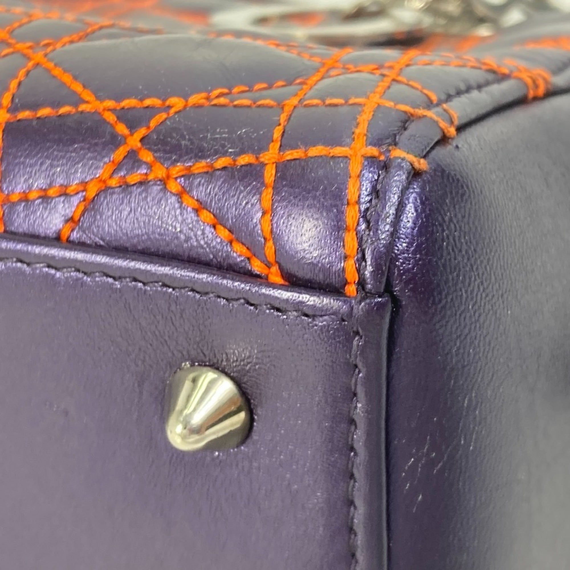 Christian Dior Orange Purple Leather Handbag Shoulder Bag (Pre-Owned)