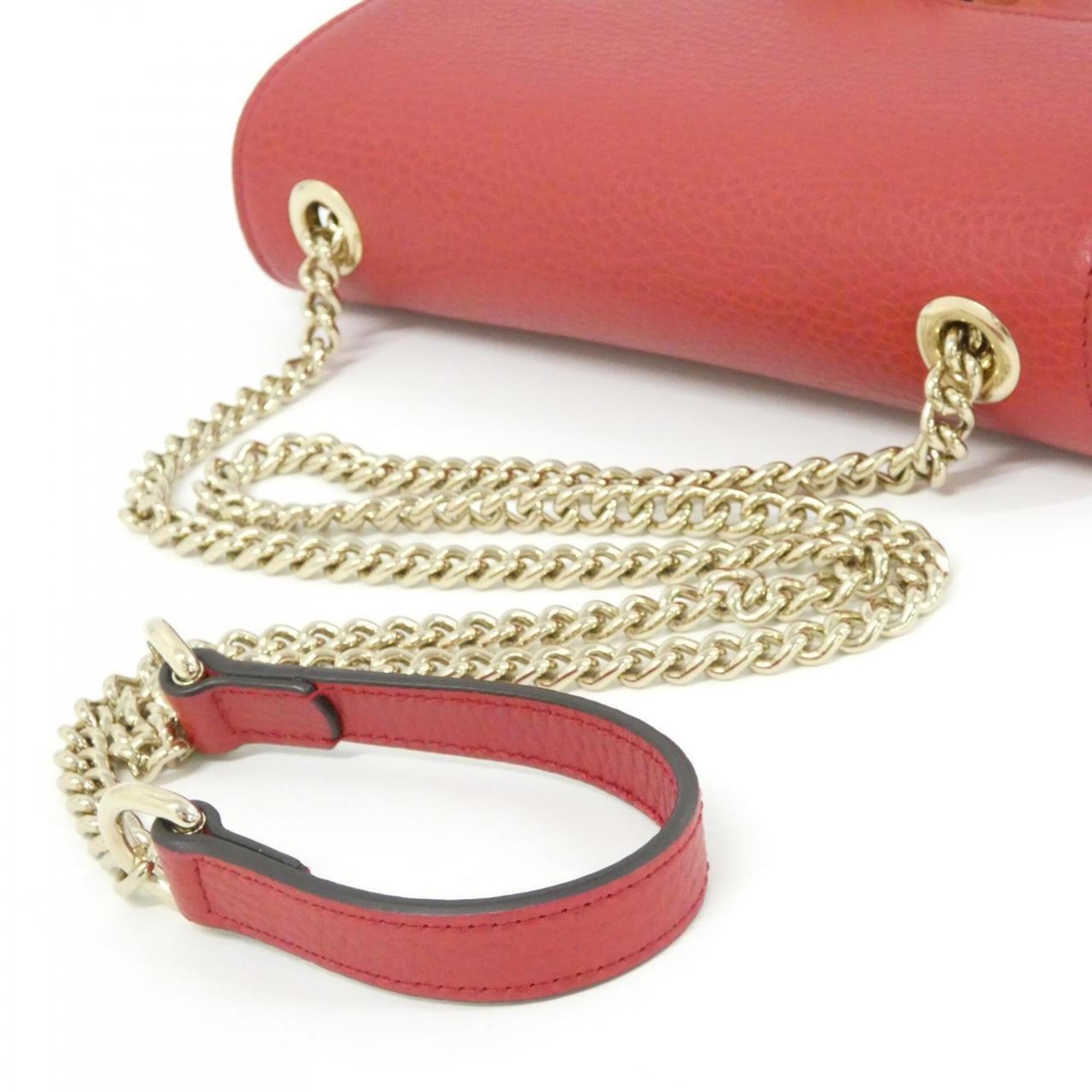 Gucci Red Color Leather Shoulder Bag (Pre-Owned)