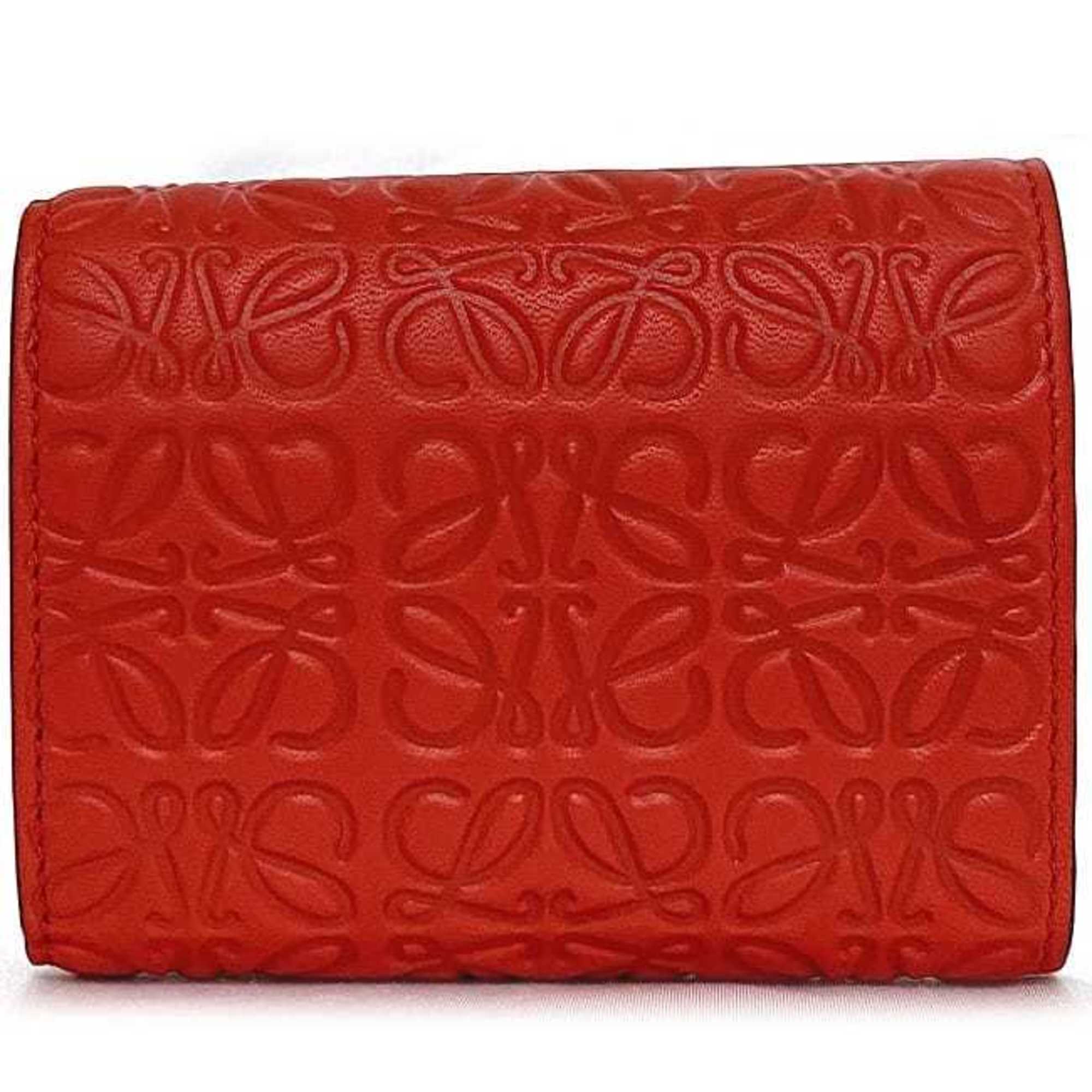 Loewe Red Color Leather Wallet (Tri-Fold) (Pre-Owned)