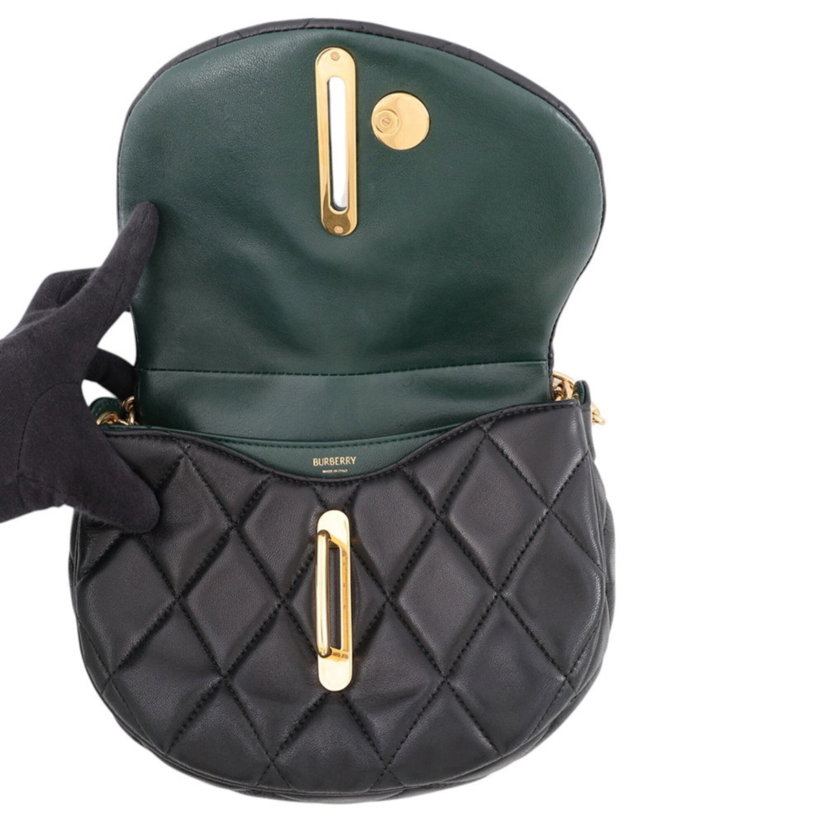 Burberry Black Leather Handbag Shoulder Bag (Pre-Owned)