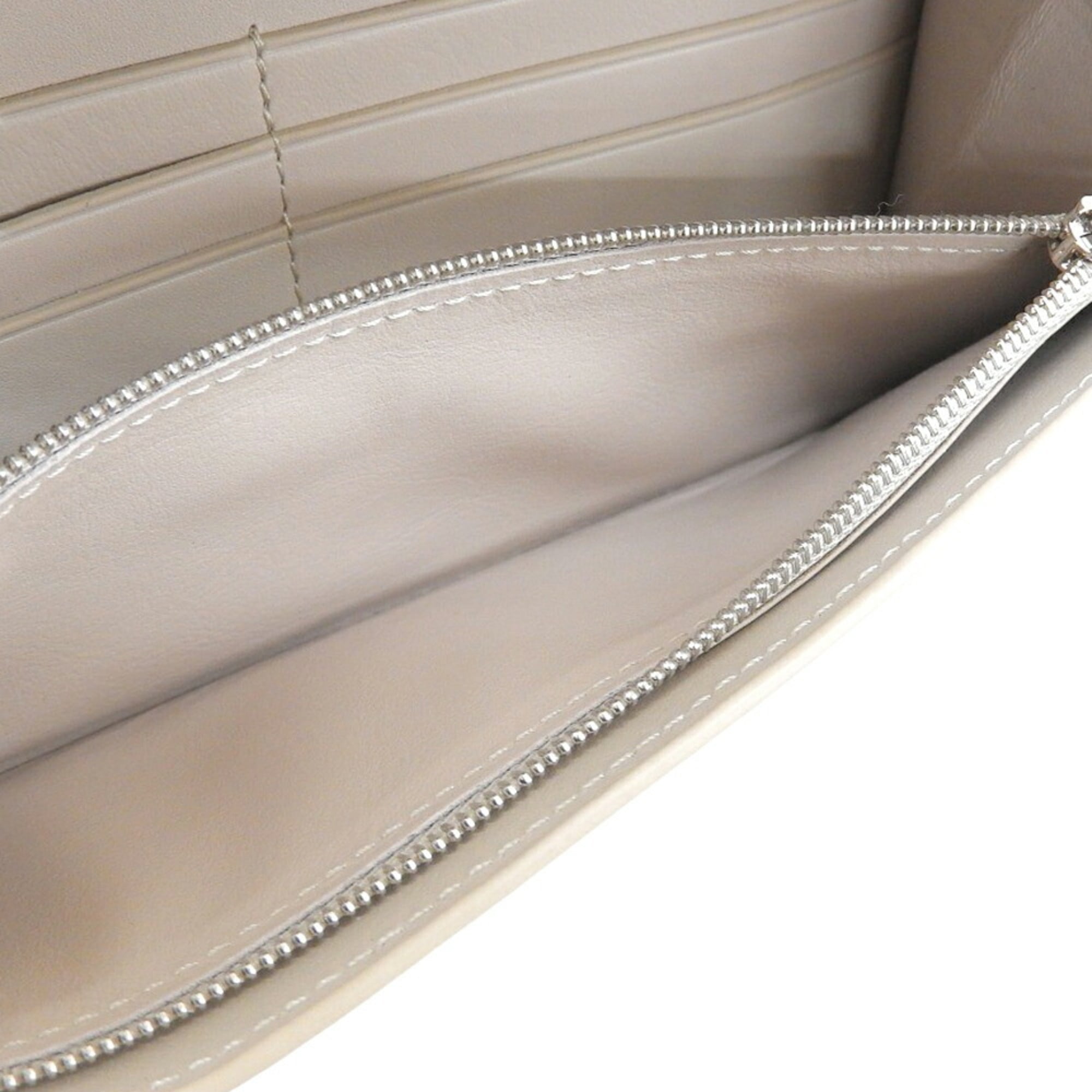 Loewe Beige Light Gray Leather Long Wallet (Bi-Fold) (Pre-Owned)