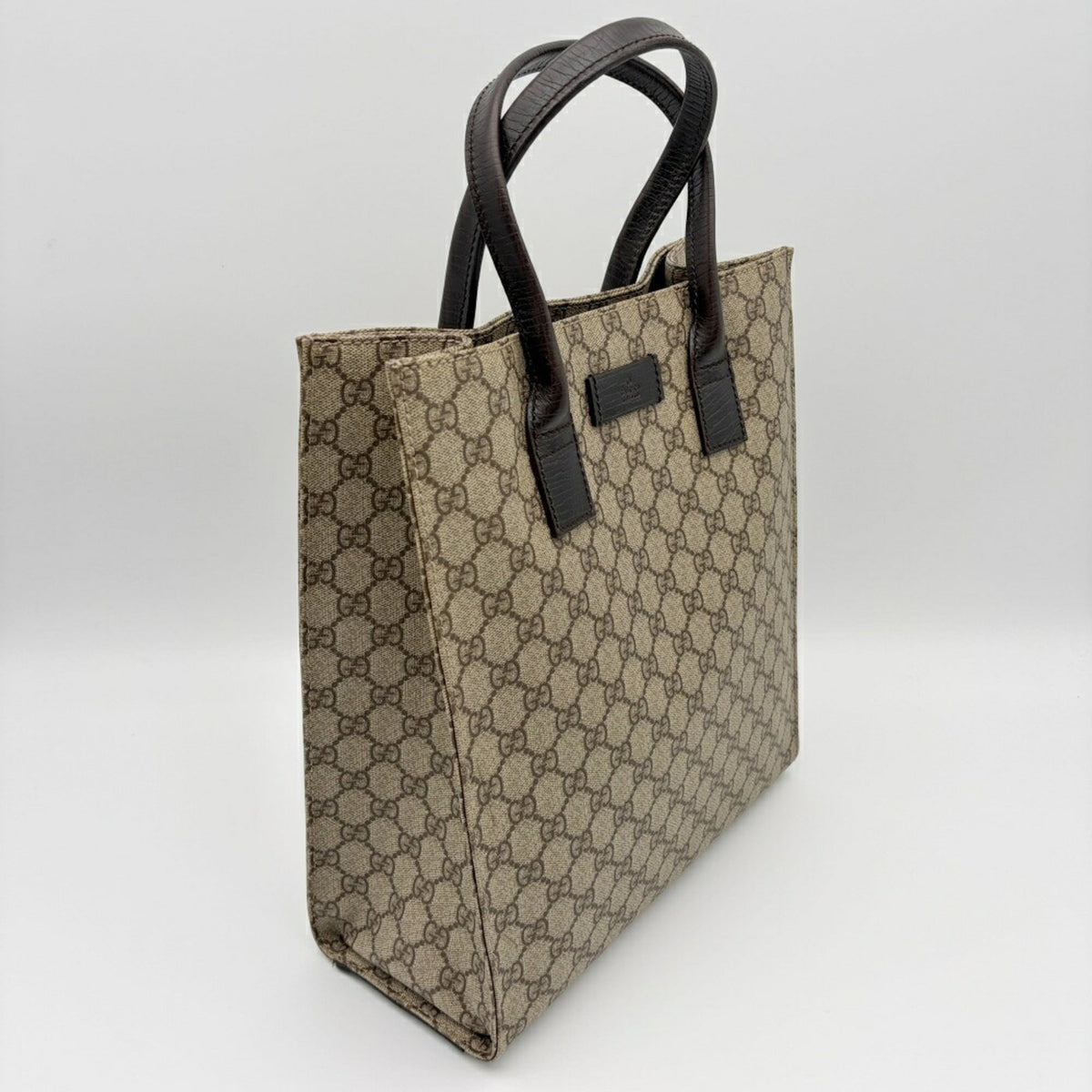 Gucci Beige Dark Brown Pvc Leather Tote Bag (Pre-Owned)