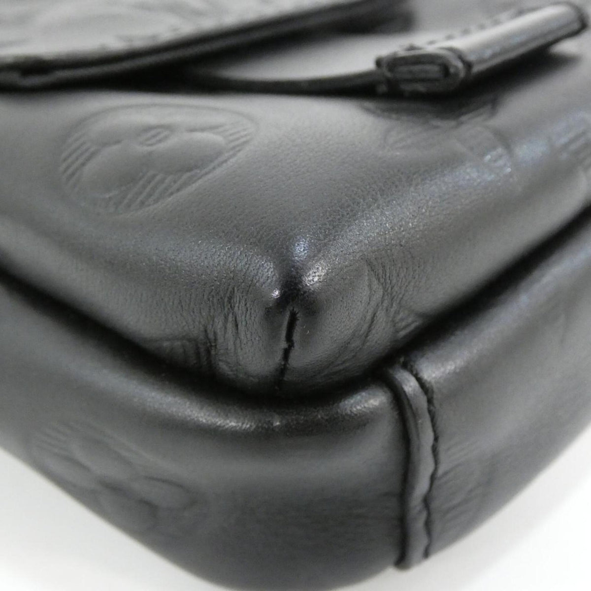 Louis Vuitton Monogram Shadow Black Leather Handbag Pouch Shoulder Bag (Pre-Owned)
