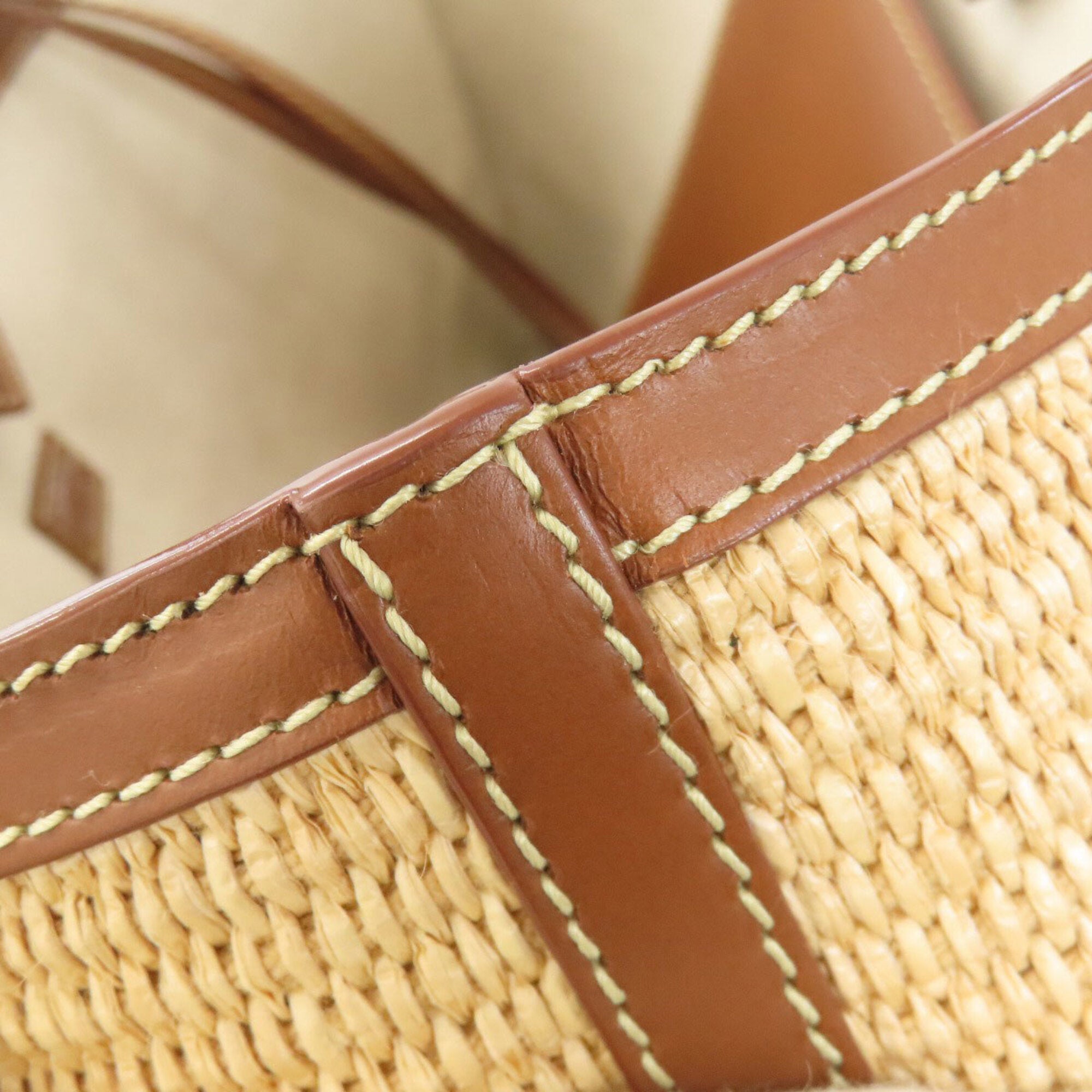 Jimmy Choo Brown Raffia Leather Tote Bag (Pre-Owned)