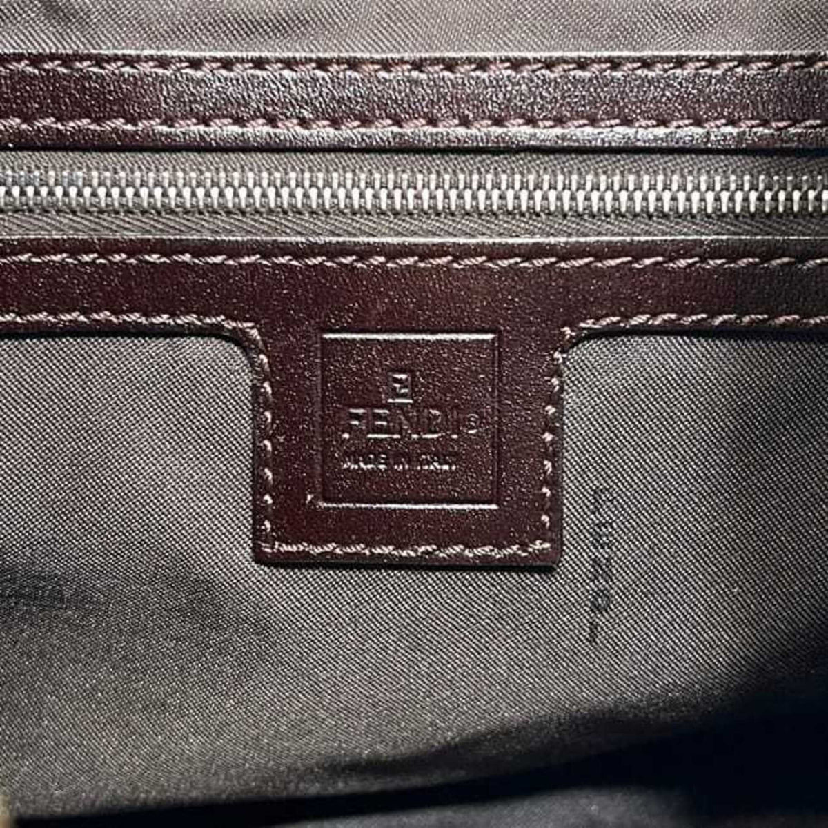 Fendi Zucca Green Khaki Canvas Leather Shoulder Bag (Pre-Owned)